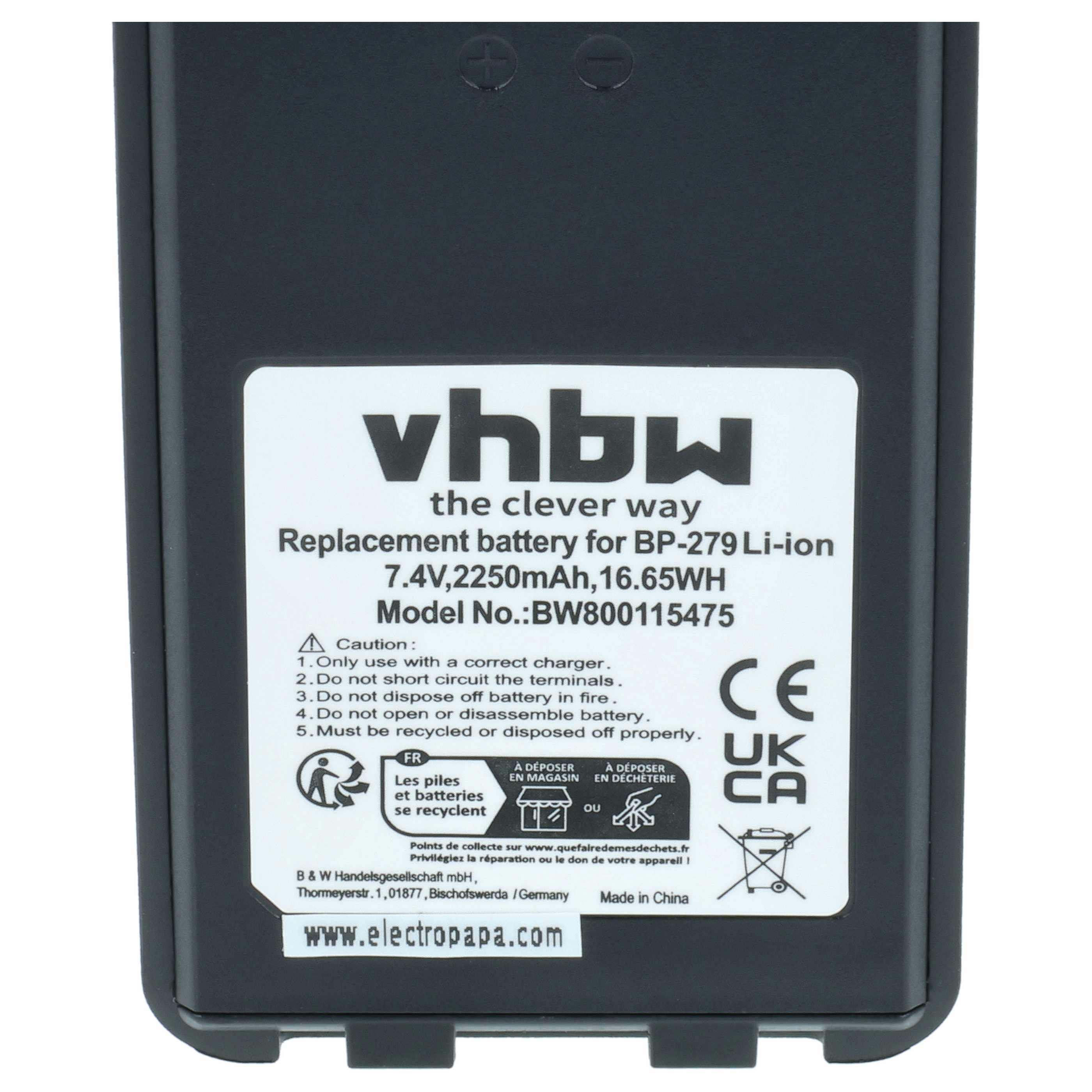 Schwarze Li-Ion-Ersatzbatterie mit weißem Etikett und technischen Daten.