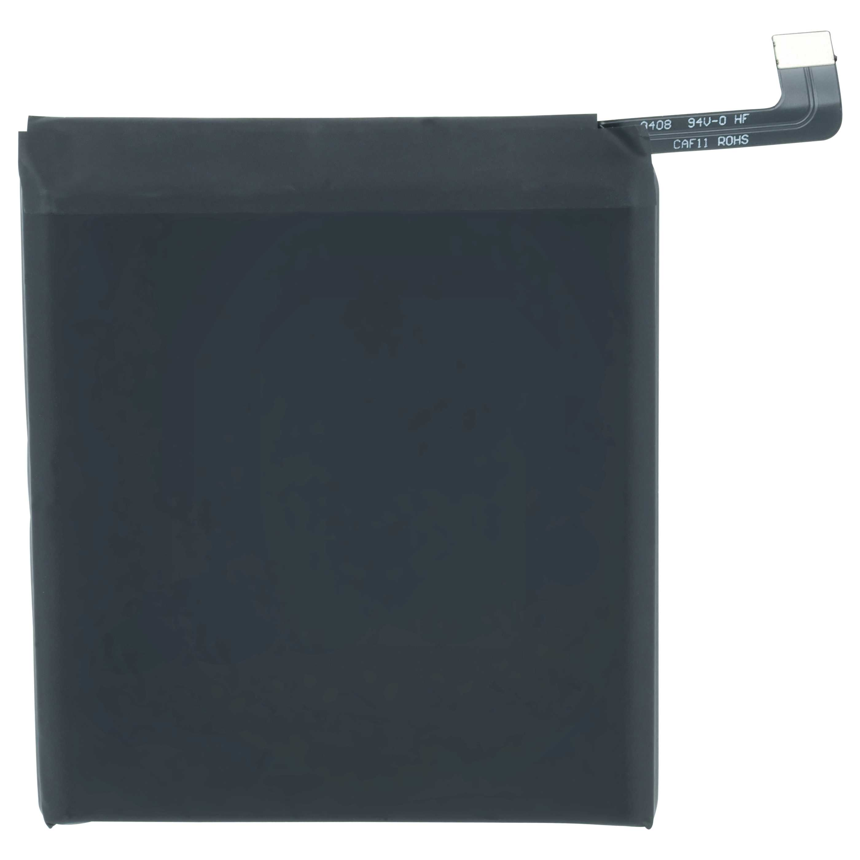 Eine schwarze Smartphone-Batterie mit einem biegsamen Flachbandkabel auf weißem Hintergrund.