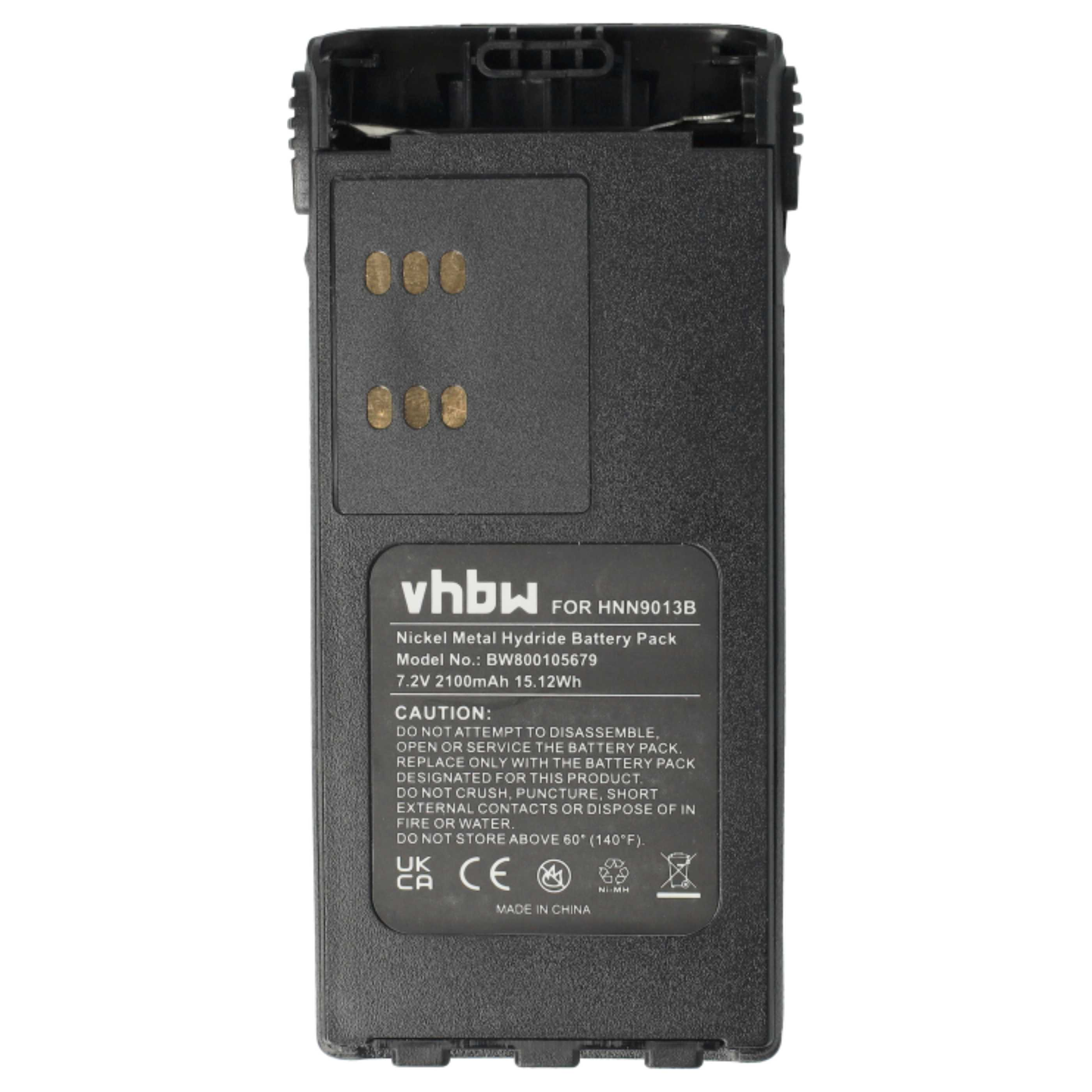 Schwarzer VHBW Akku mit Nickel-Metallhydrid-Technologie und Sicherheitshinweisen.