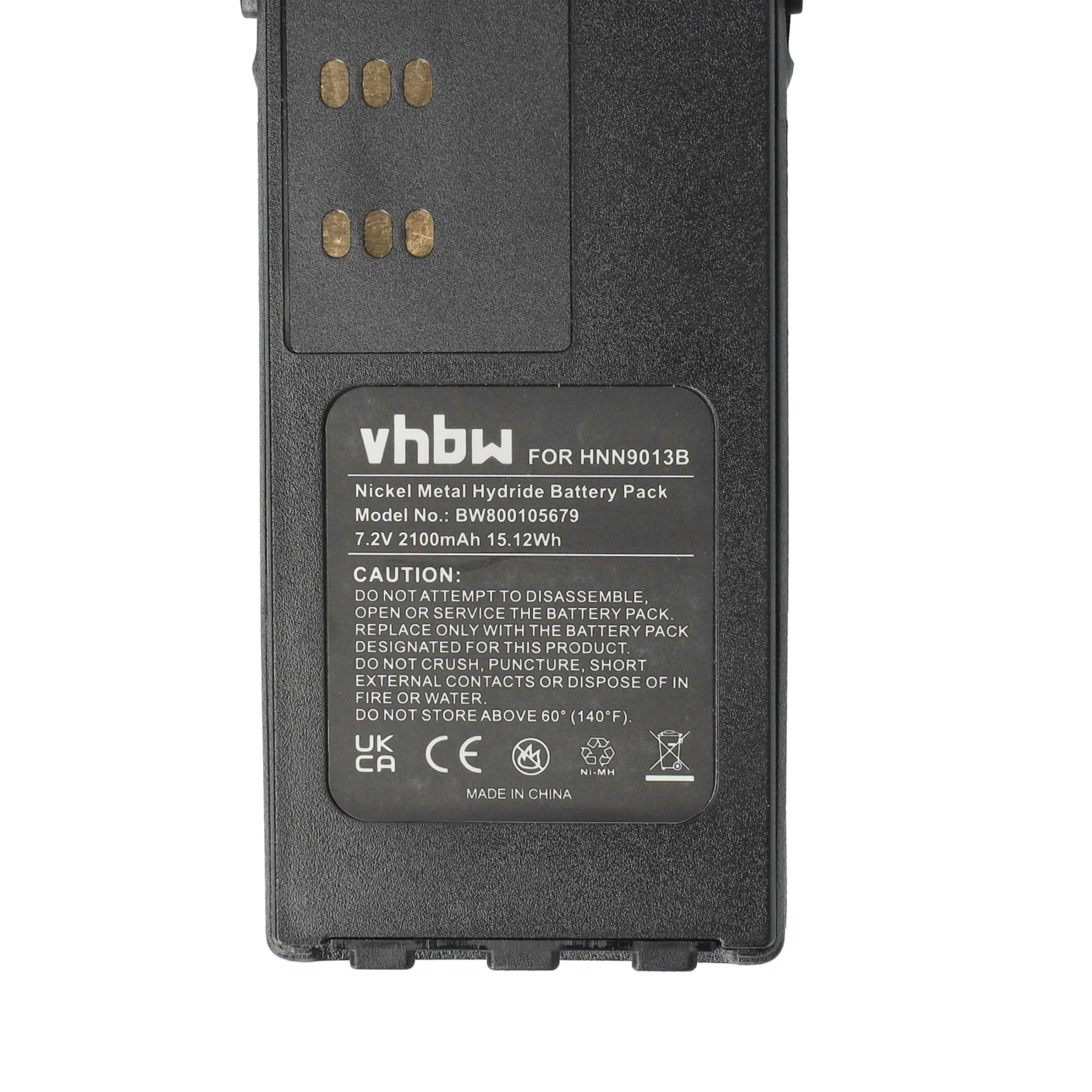 Schwarzer Vhbw Ni-MH Akku mit Kontakten und Produktschild.