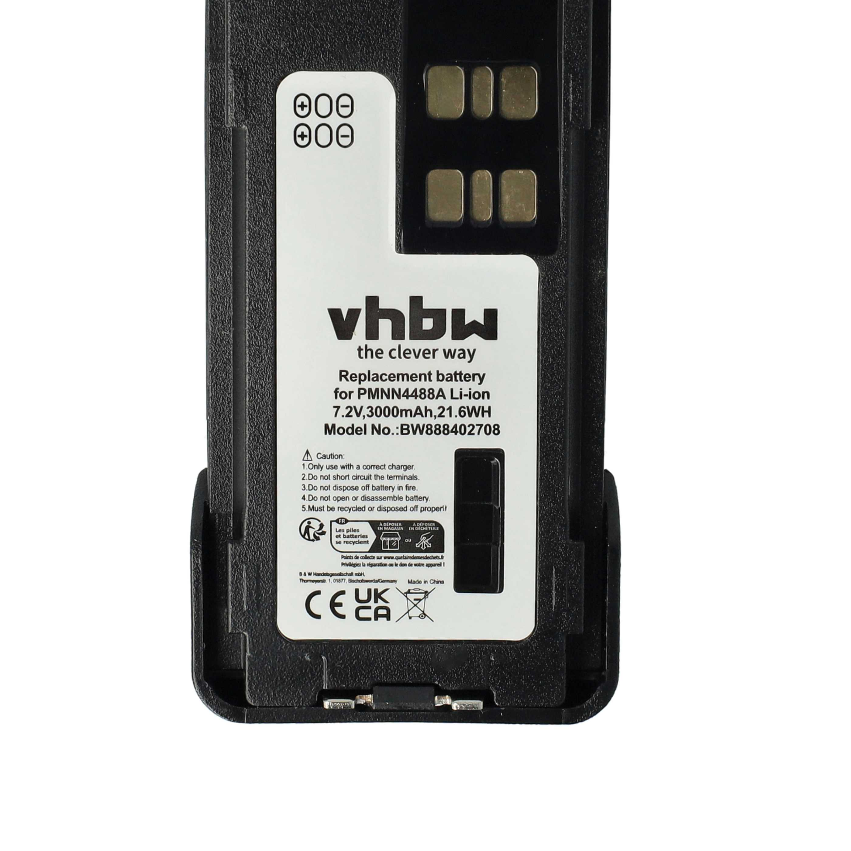 Ersatzakku mit vhbw-Logo, technischen Daten und Warnhinweisen.