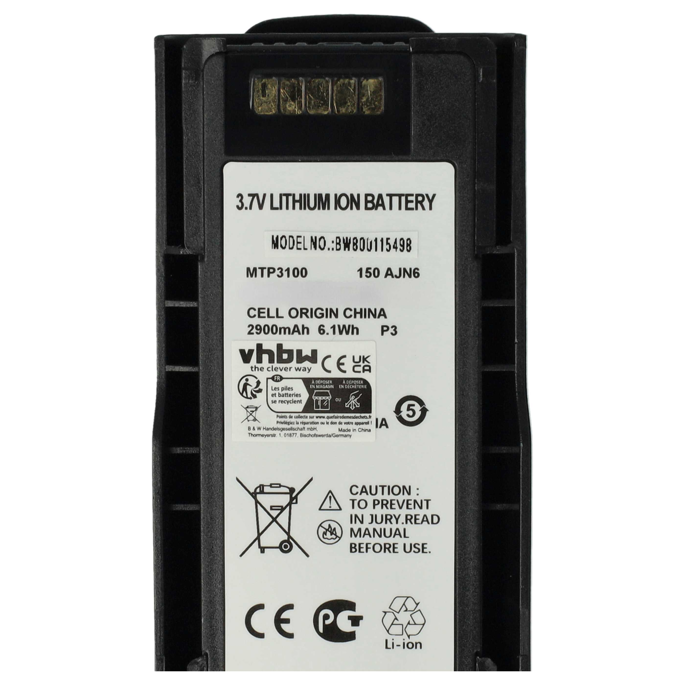Schwarzer 3,7V Lithium-Ionen-Akku mit Etikett und technischen Daten.