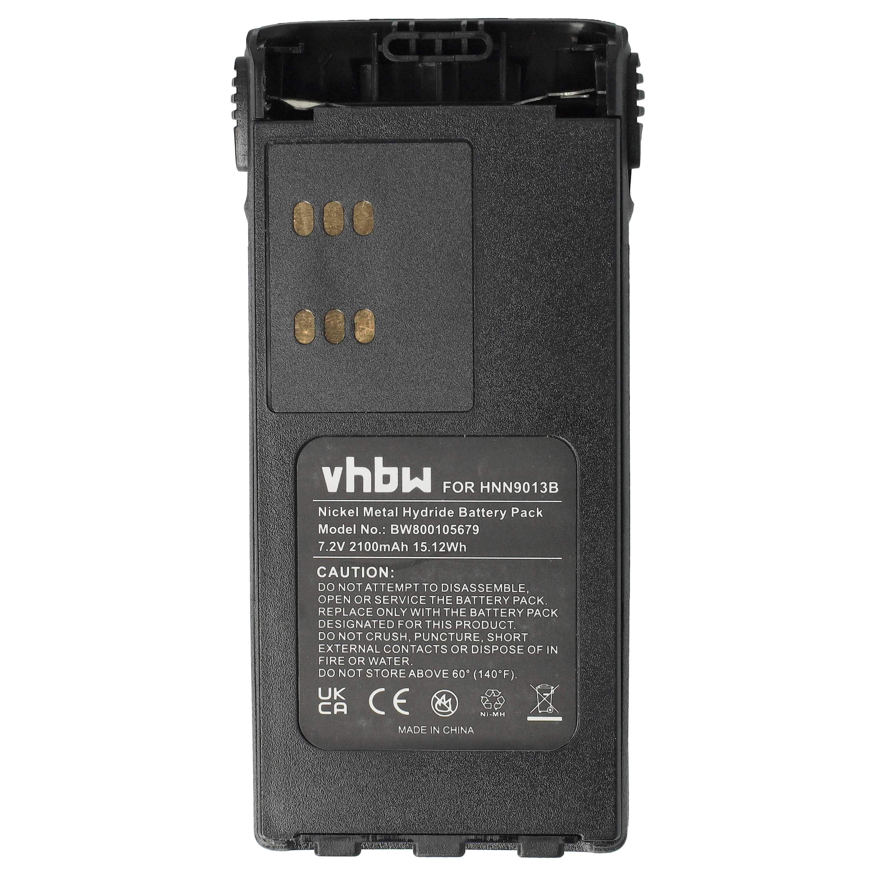 Schwarzer VHBW Nickel-Metallhydrid-Akkupack mit Warnhinweisen und technischen Daten.