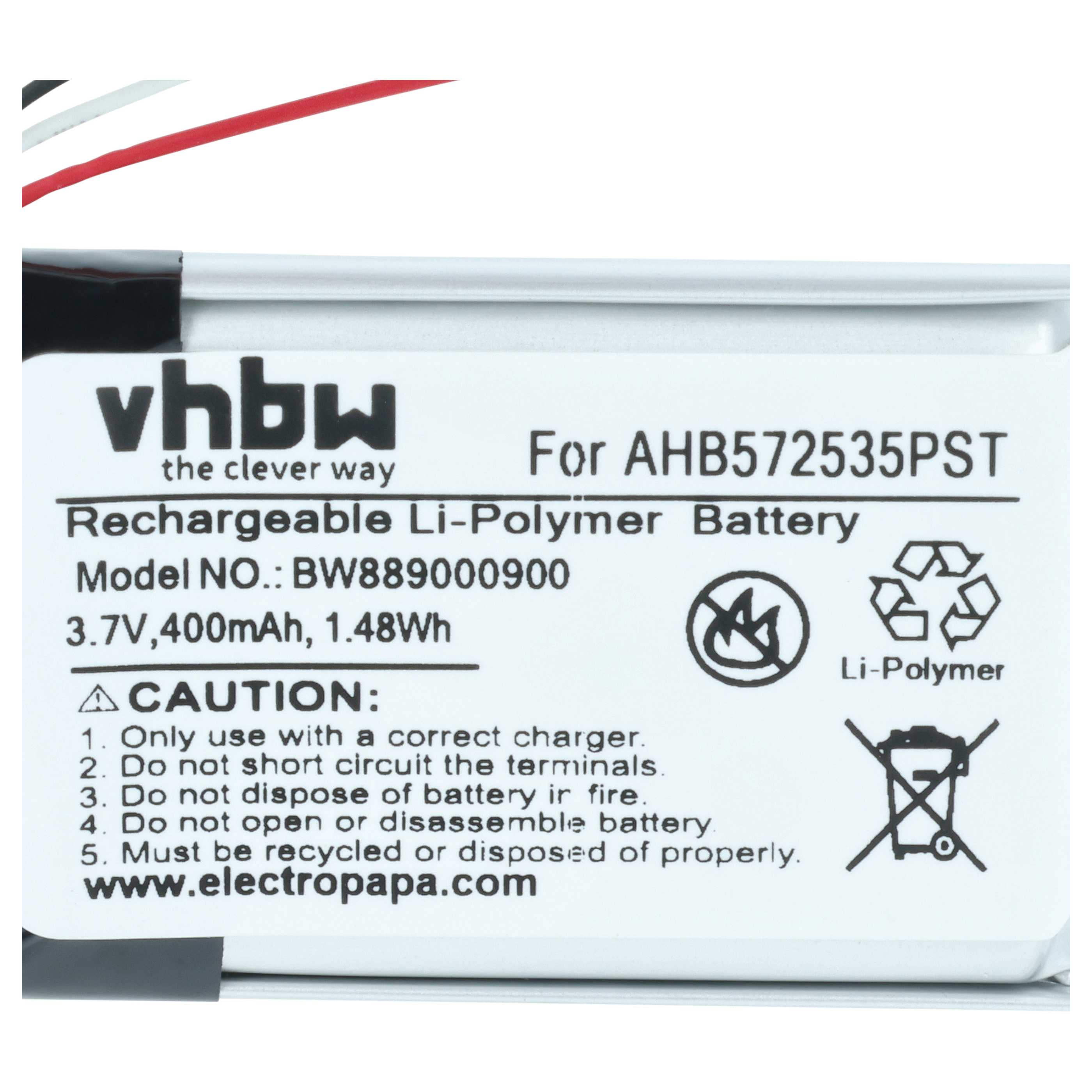 VHBW 49895 Li-Polymer Akku, Li-Polymer, 3.7 Volt, 400 mAh | MediaMarkt