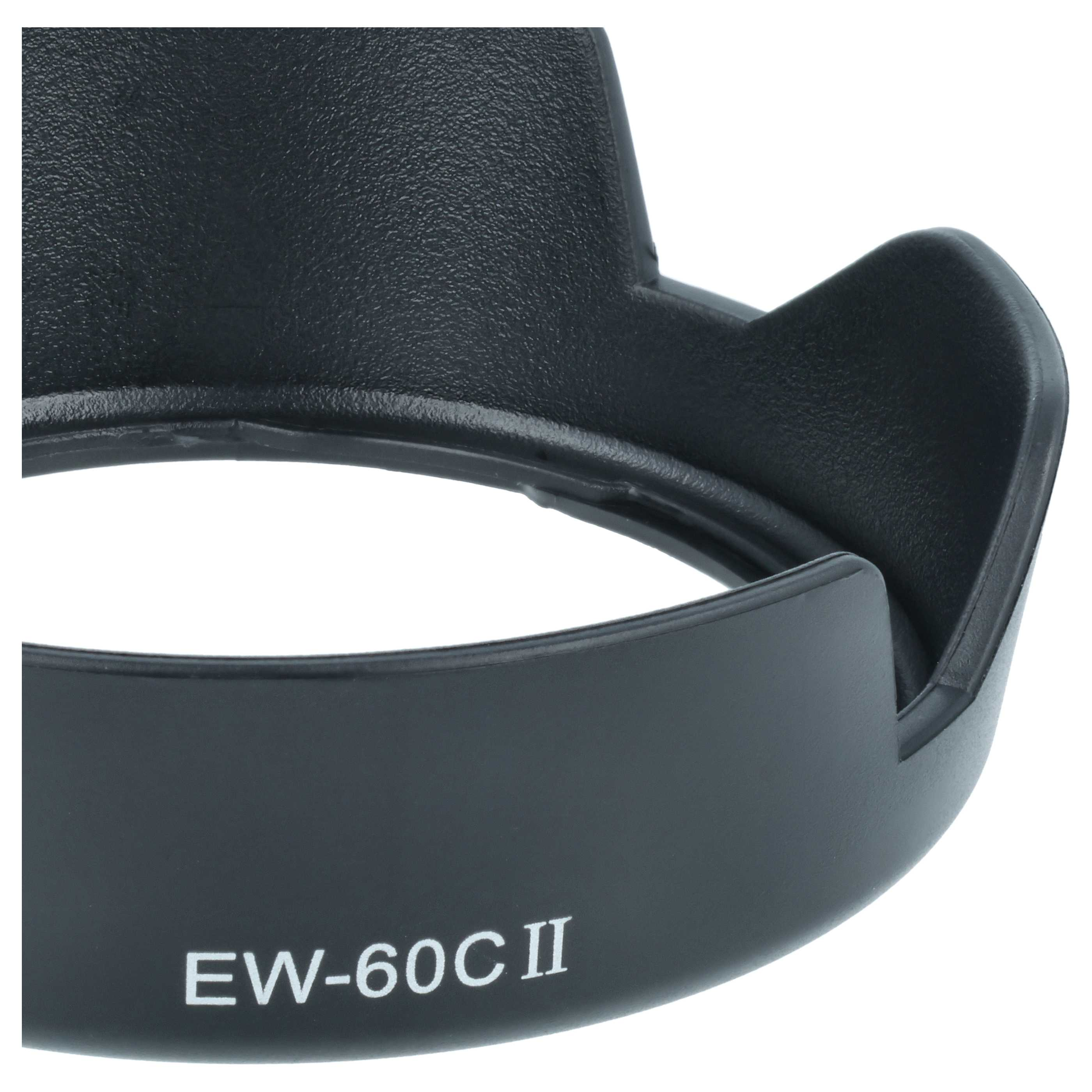Schwarze EW-60C II Kamera-Gegenlichtblende gegen hellen Hintergrund.