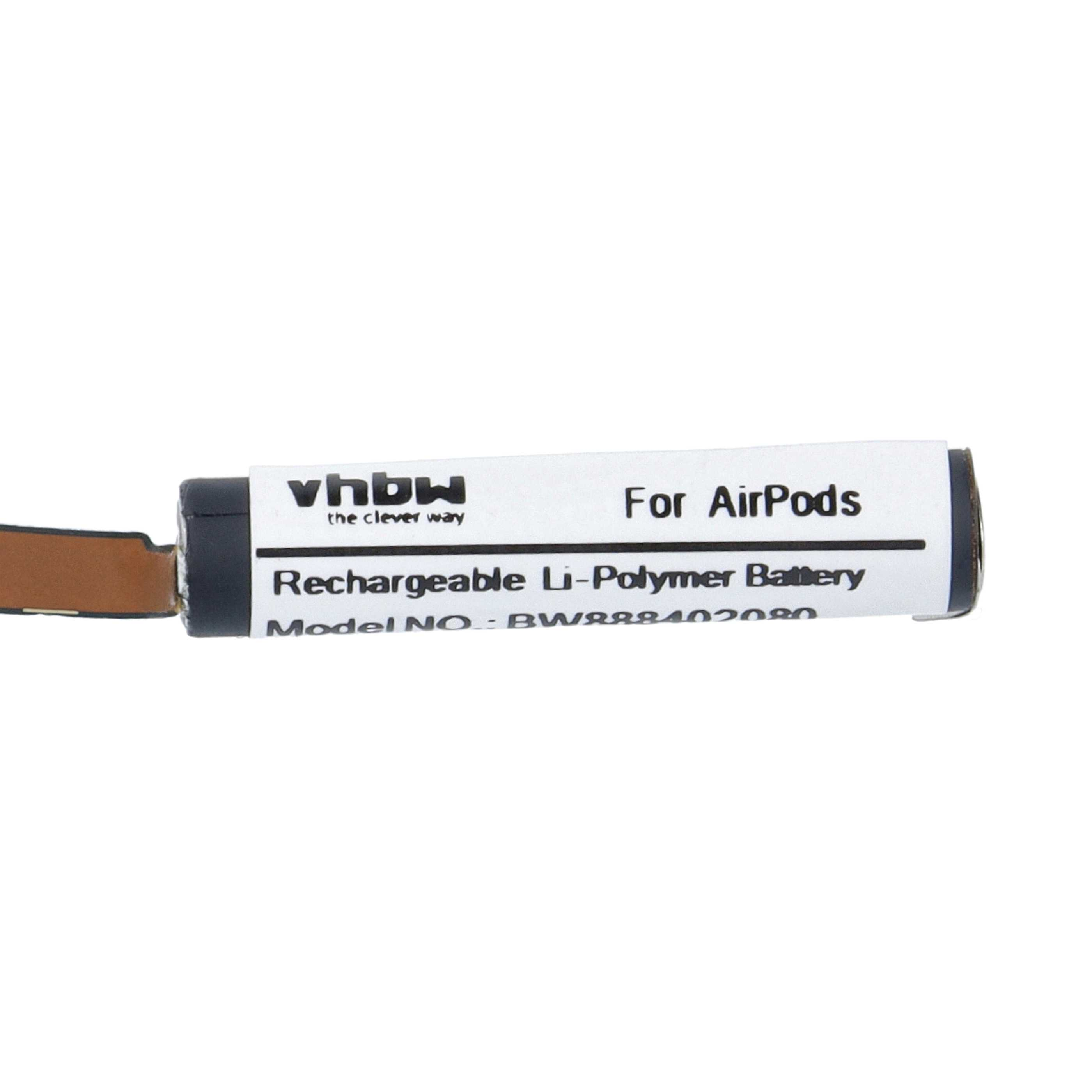Eine weiße zylindrische Li-Polymer-Ersatzbatterie für AirPods mit schwarzem Text.