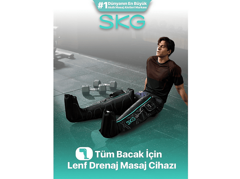 SKG YY-A01 Lenf Drenaj 2'li Set Sağ+Sol 5 Kademeli Hava Basıncı, 3 Masaj Modu, Lenf Kompresyonu, L Beden Bacak Masaj Aleti Siyah