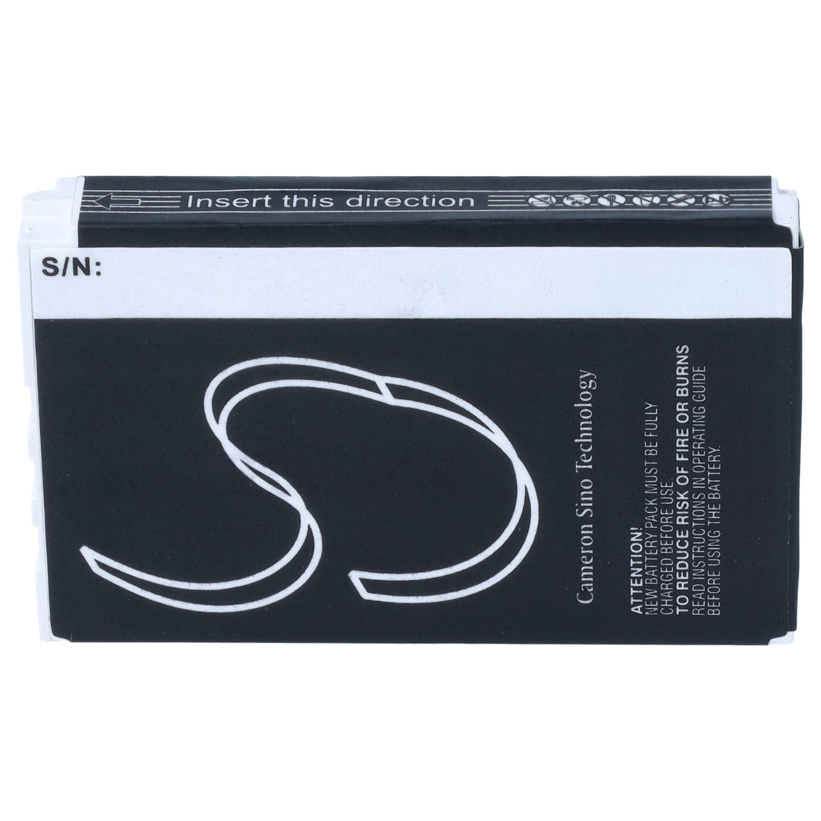 Eine schwarze und weiße Batterie mit Text und einem Logo von Cameron Sino Technology.