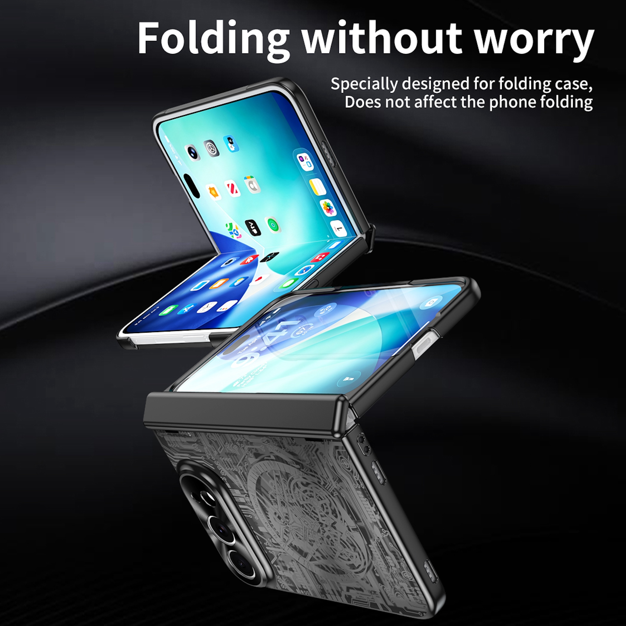 WIGENTO Hülle Galvanisierung + Display Folie, Bookcover, Apple, iPhone Duo, Schwarz