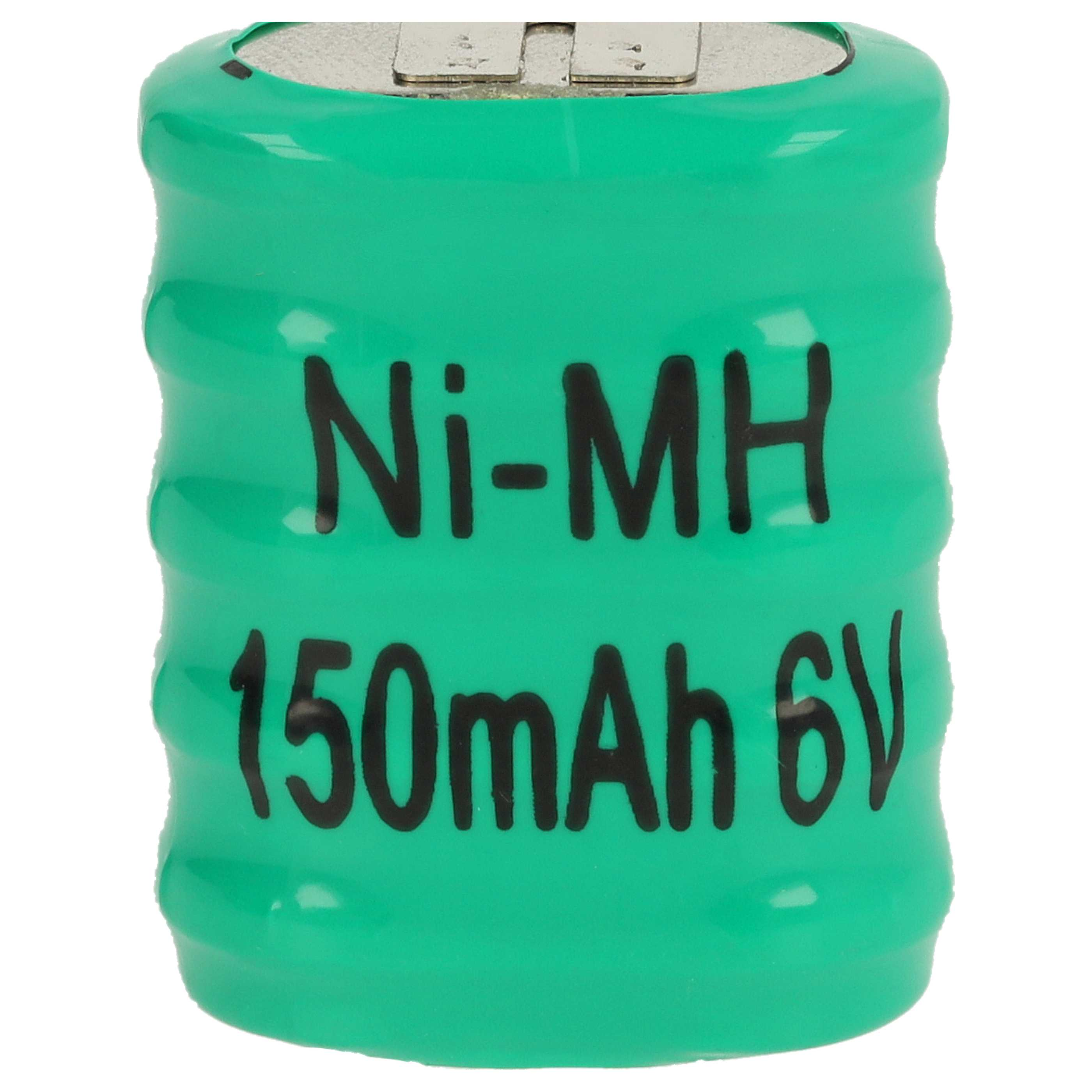 Grüne Ni-MH 150mAh 6V Akku-Zelle mit Metallkontakten.