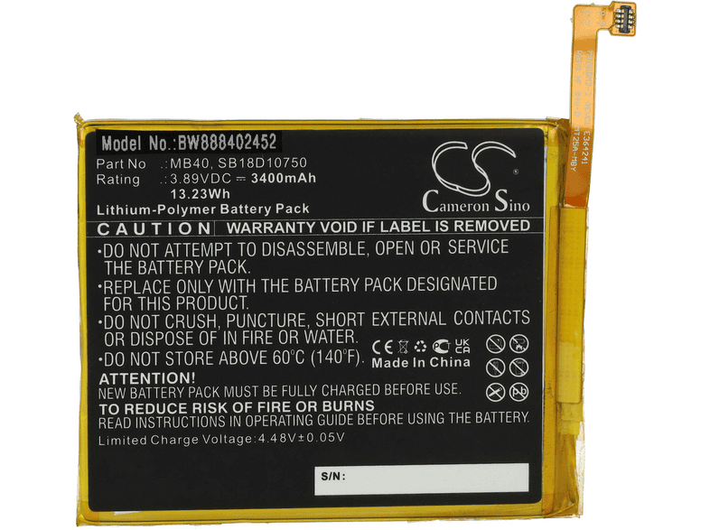 VHBW 41677 Li-Polymer Akku, Li-Polymer, 3.89 Volt, 3400 mAh | SATURN