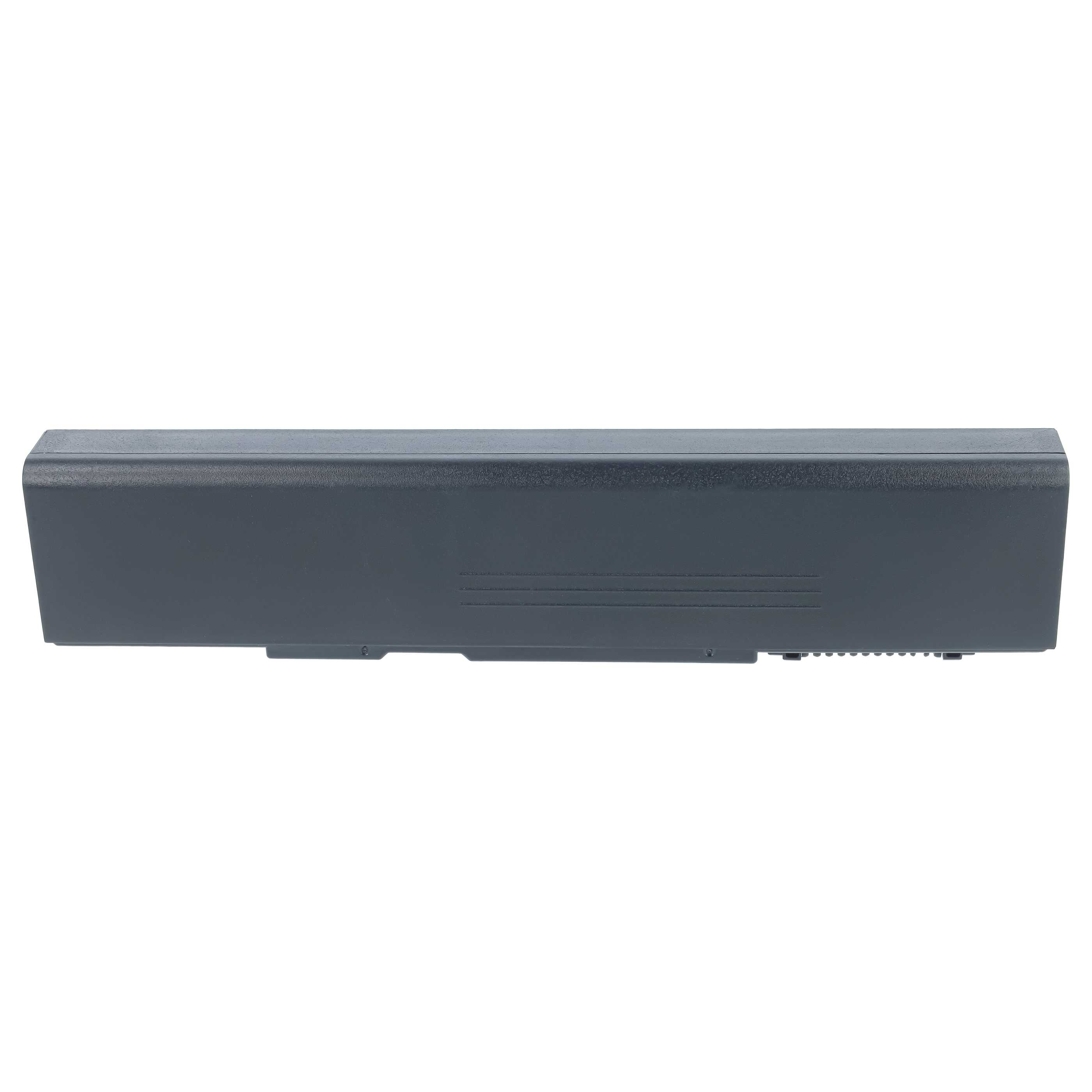 Eine rechteckige schwarze Laptop-Batterie auf weißem Hintergrund.