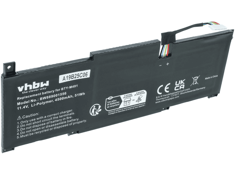 VHBW 54595 Li-Polymer Akku, Li-Polymer, 11.4 Volt, 4500 mAh | SATURN