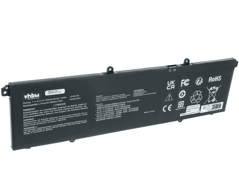 VHBW 02107 Li-Polymer Akku, Li-Polymer, 11.61 Volt, 5800 mAh | SATURN