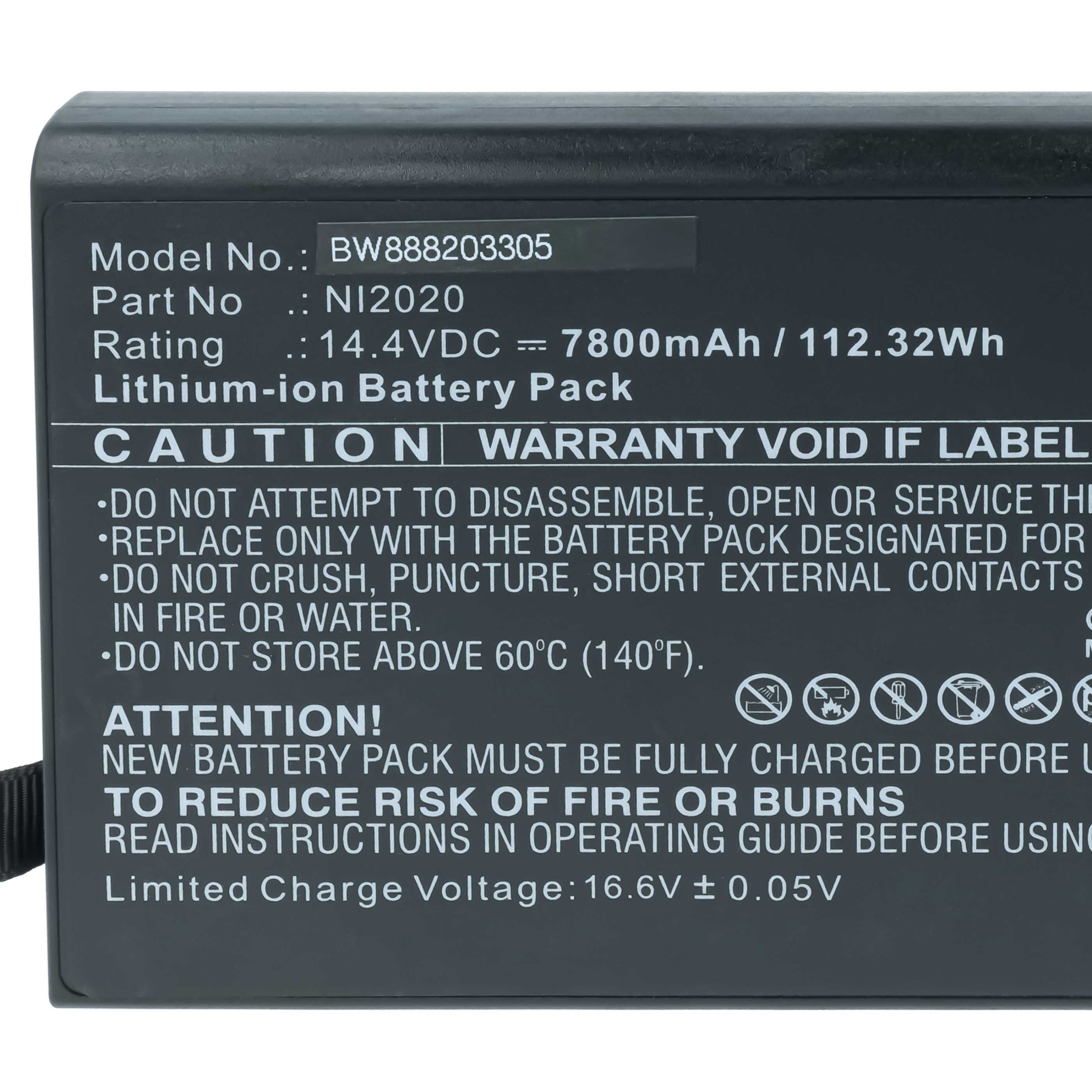 Aufkleber auf einem Lithium-Ionen-Akku mit technischen Daten und Sicherheitshinweisen.