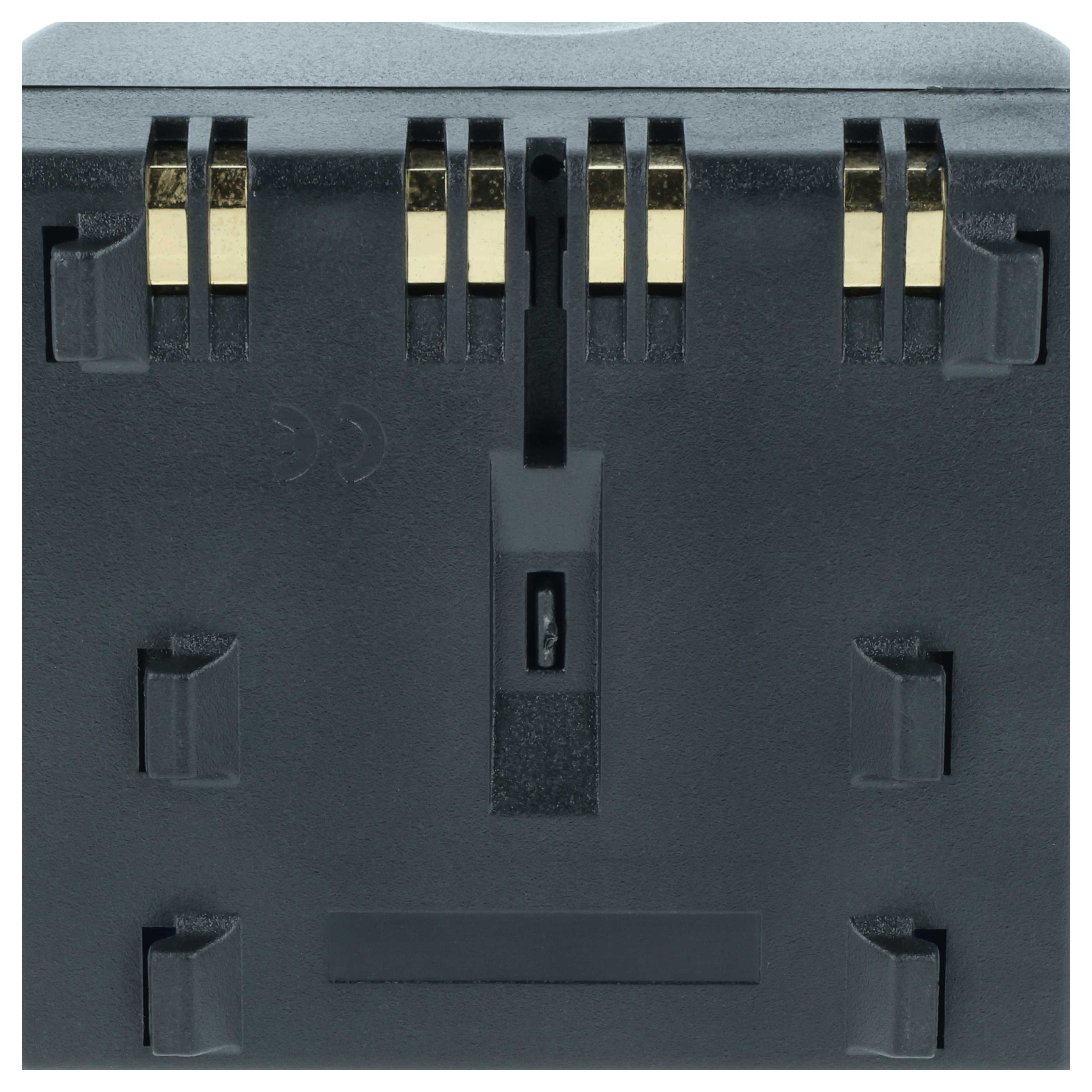 Schwarzes Plastikgehäuse mit goldenen Kontakten und Laschen.