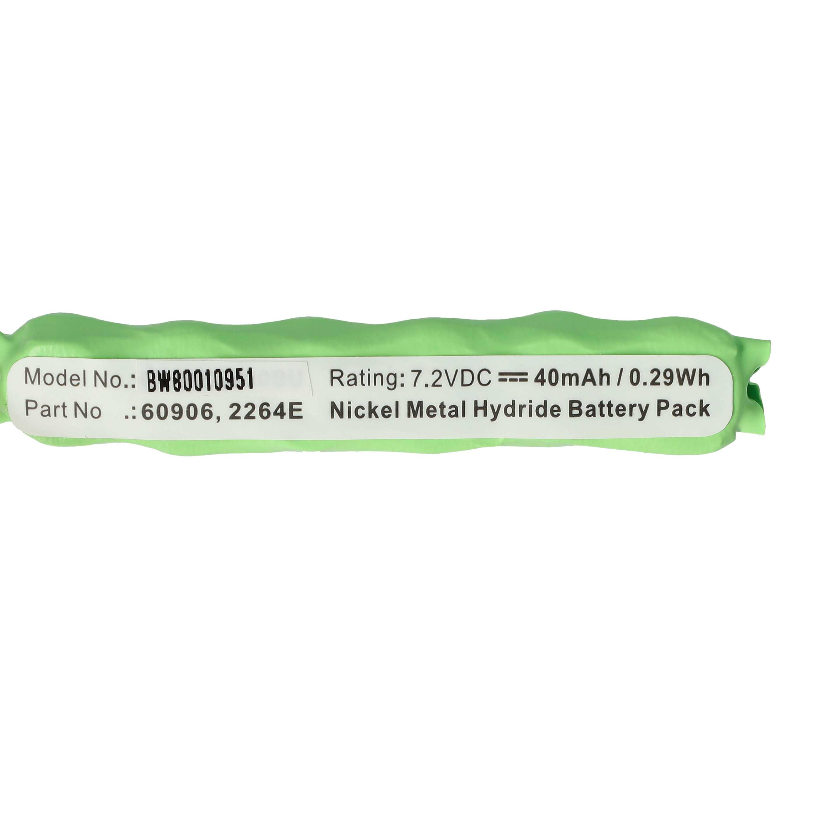 Grüner Nickel-Metallhydrid-Akkupack mit weißem Etikett mit technischen Daten.