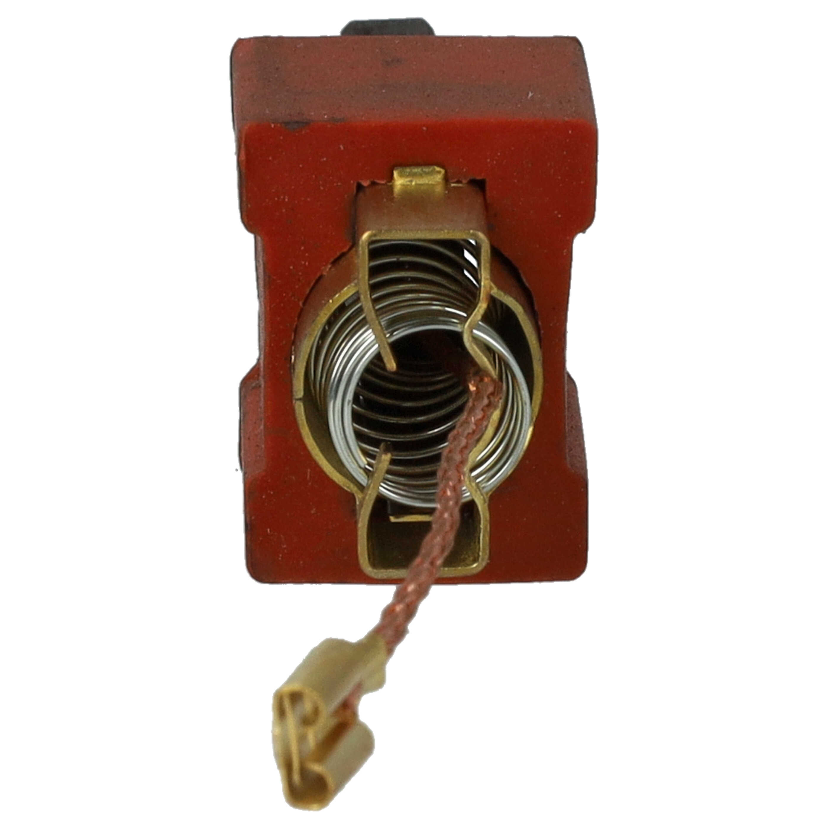 Roter Kohlebürstenhalter mit spiralförmiger Feder und Kupferkabel.