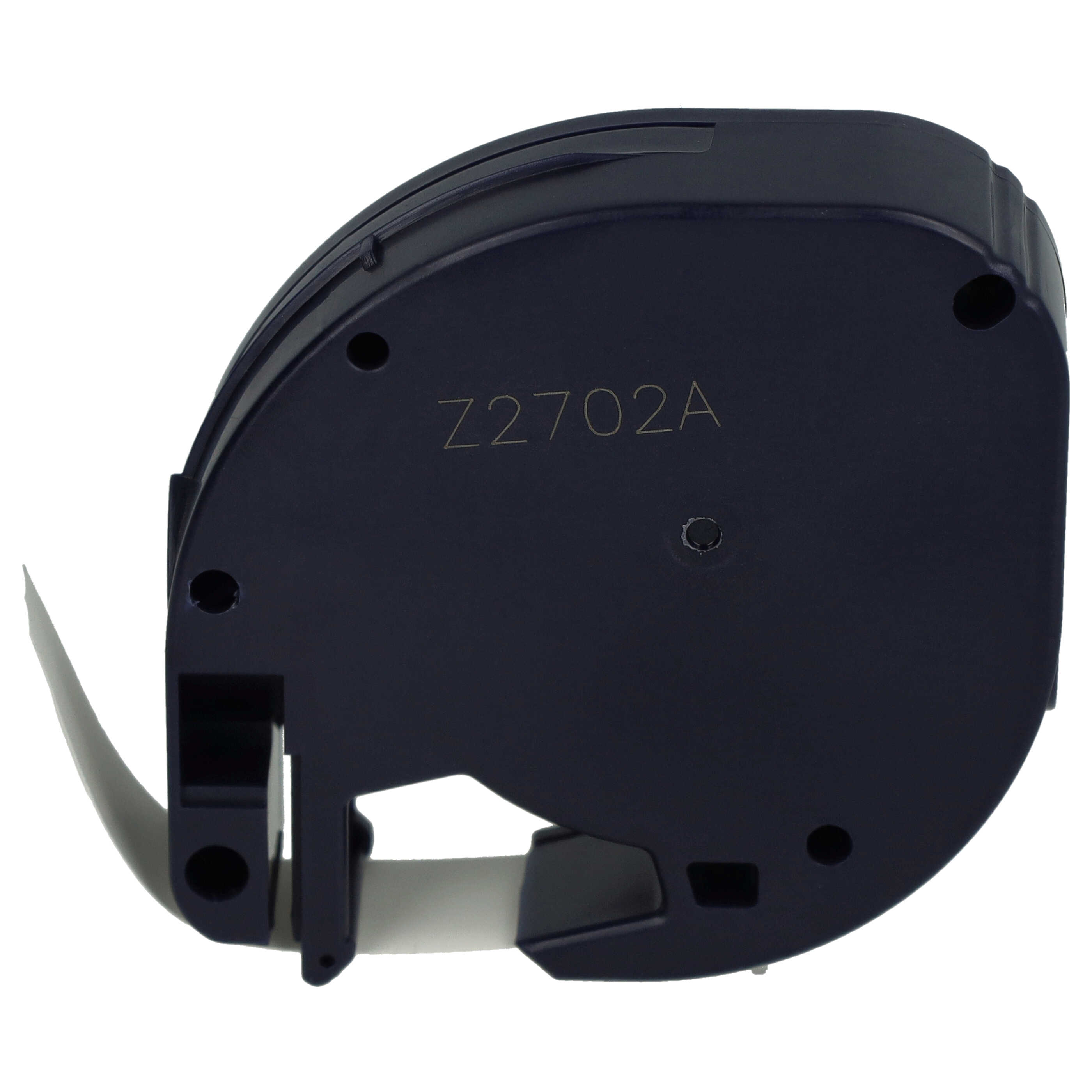Eine schwarze Etikettendruckerkassette mit der Aufschrift Z2702A und einem heraustehenden weißen Band.