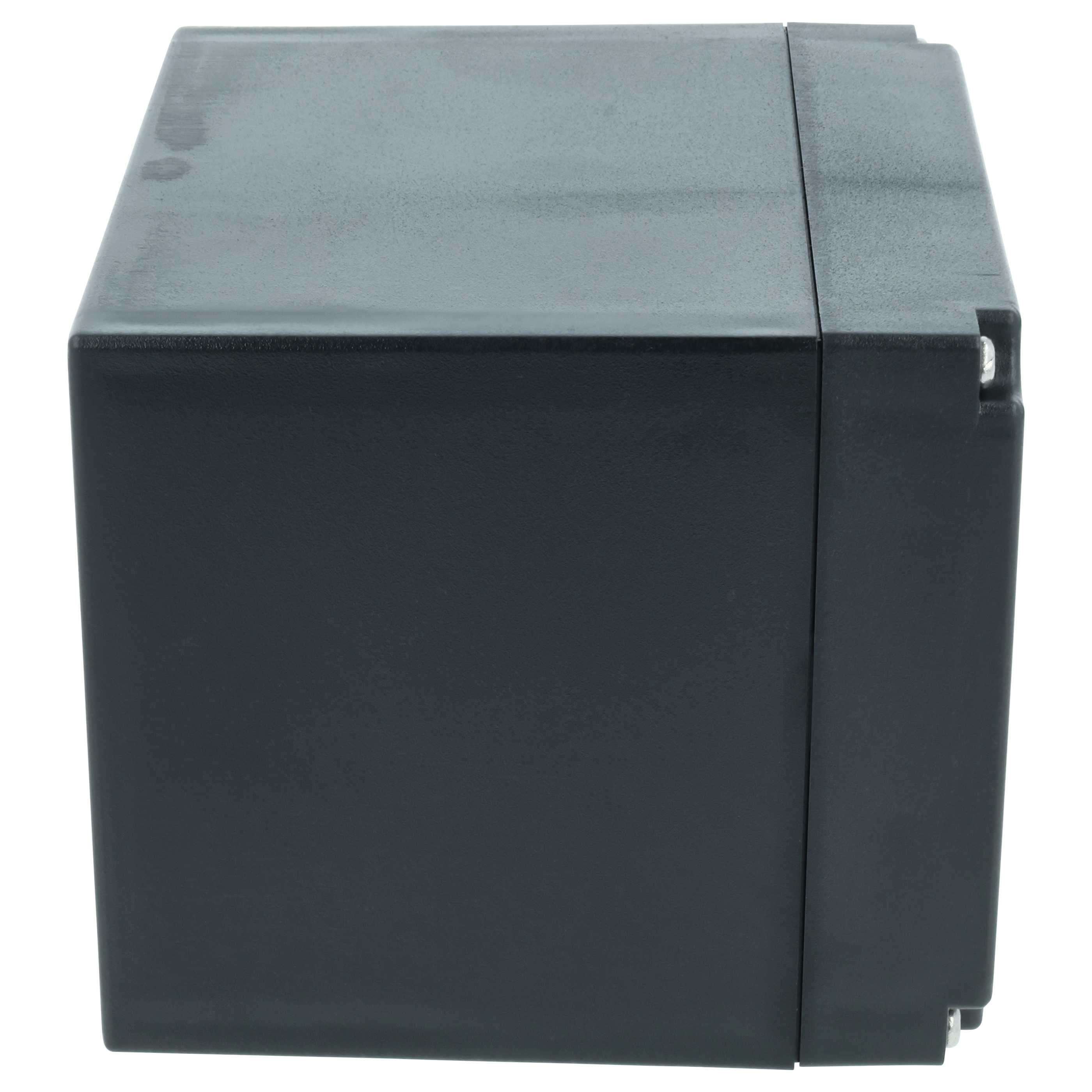Eine matte schwarze Kunststoffbox mit Deckel auf weißem Hintergrund.