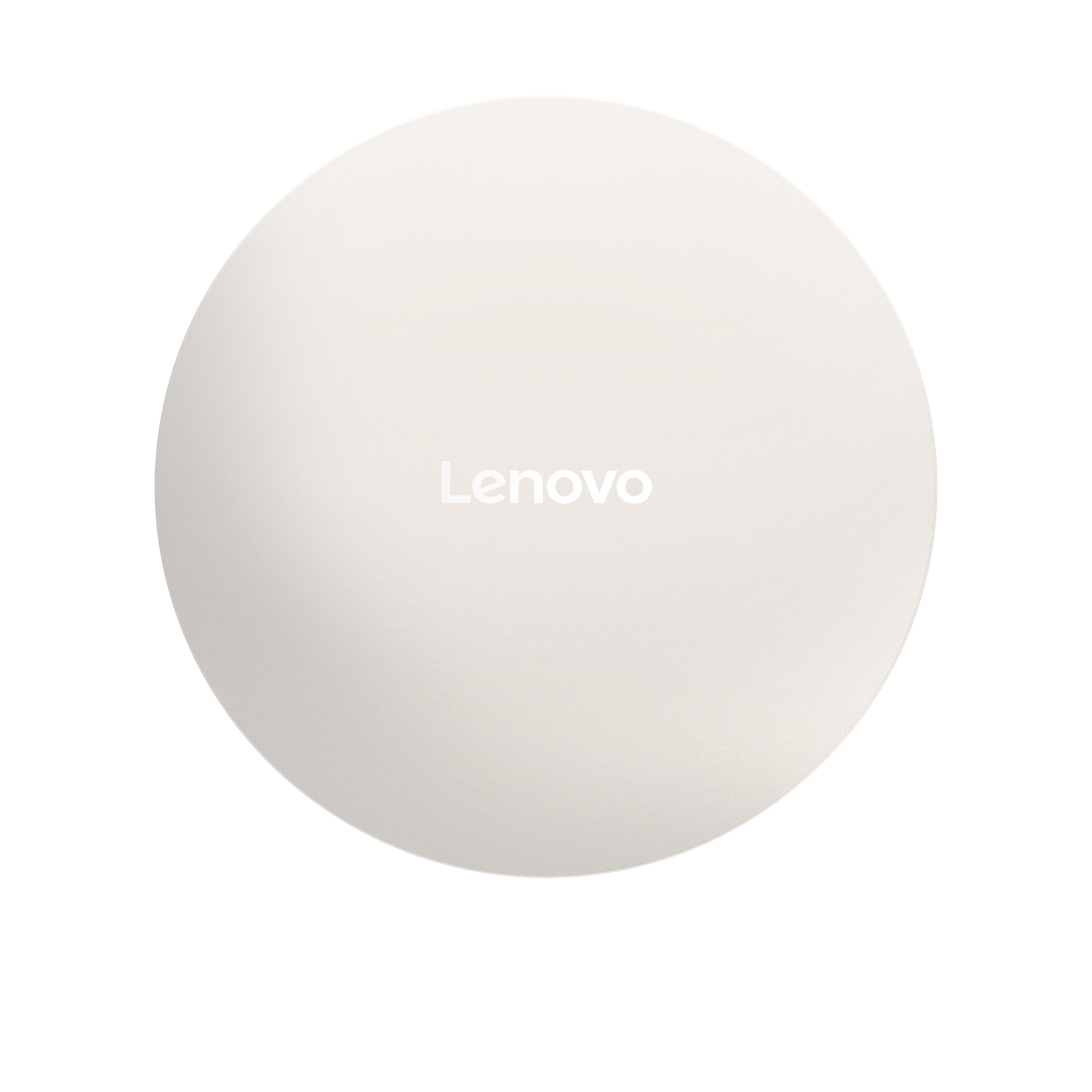 Un orologio intelligente Lenovo rotondo e chiaro su sfondo bianco.