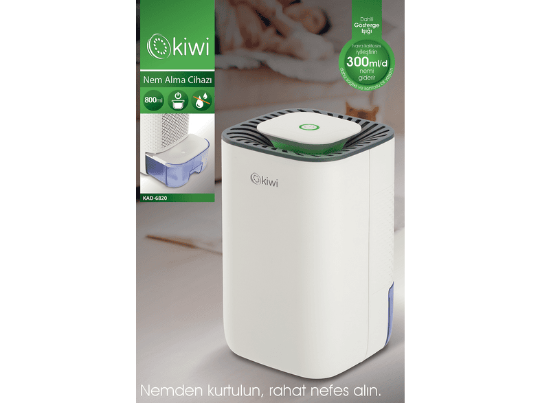 KIWI KAD-6820 Rutubet Giderici Hava İyileştirici Nem Alıcı Beyaz