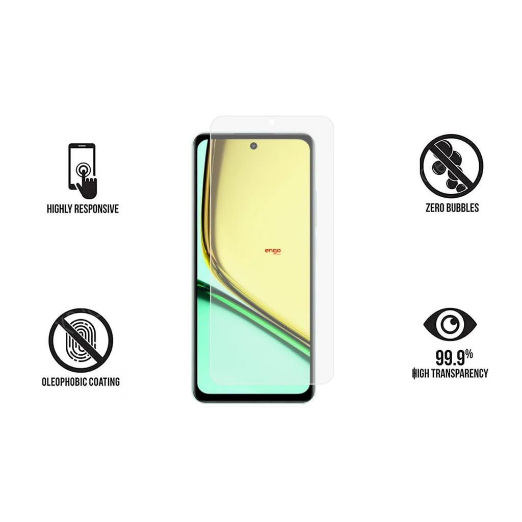 Dokunma hassasiyeti ve şeffaflık simgelerine sahip akıllı telefon ekran koruyucusu.