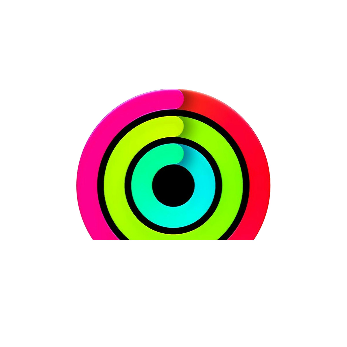 Ein farbiges kreisrundes Logo aus roten, pinken, grünen und blauen Ringen vor weißem Hintergrund.