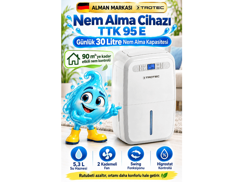 TROTEC TTK 95 E Nem Alıcı Beyaz