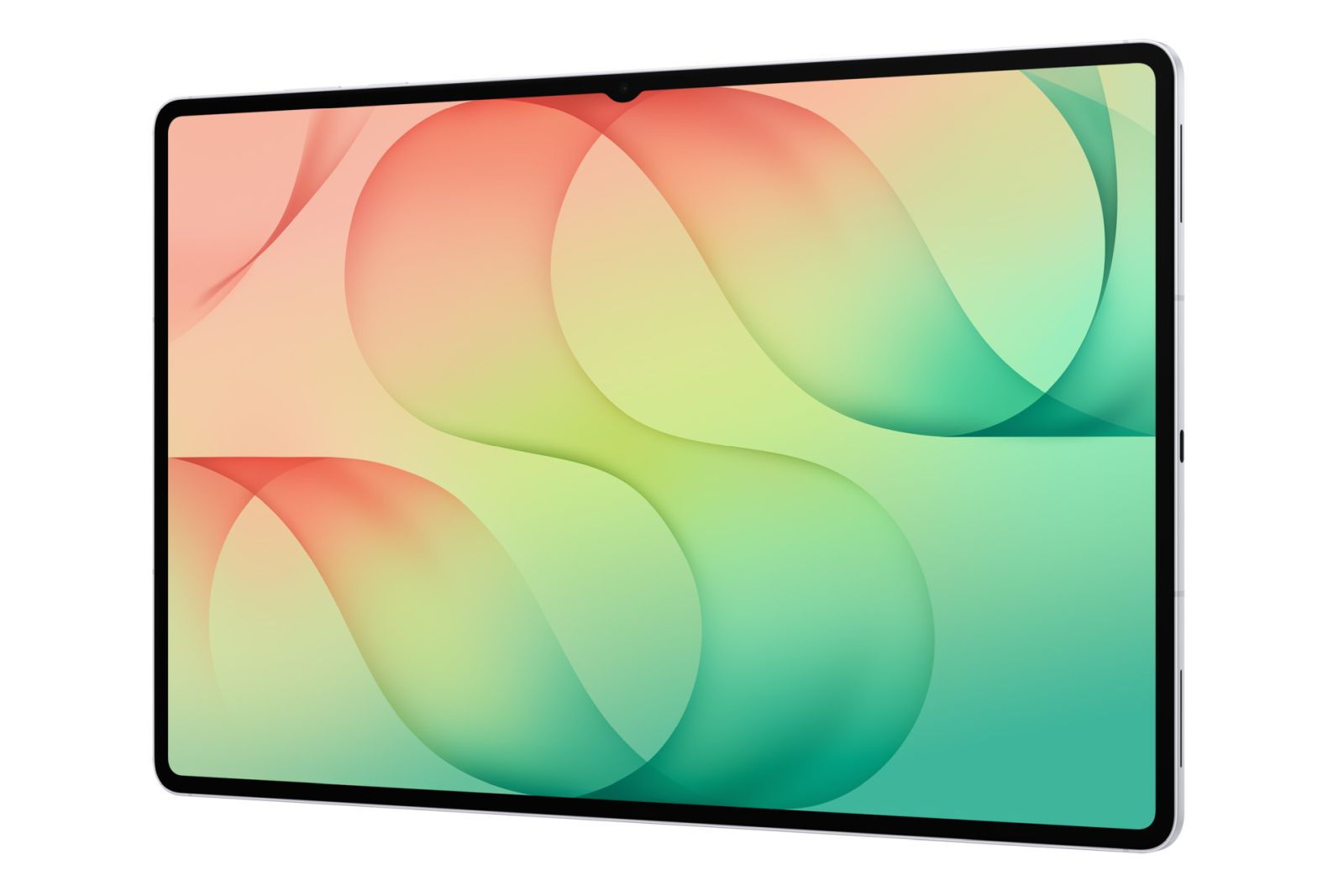 Ein Tablet mit einem bunten, geschwungenen Hintergrund auf dem Bildschirm.
