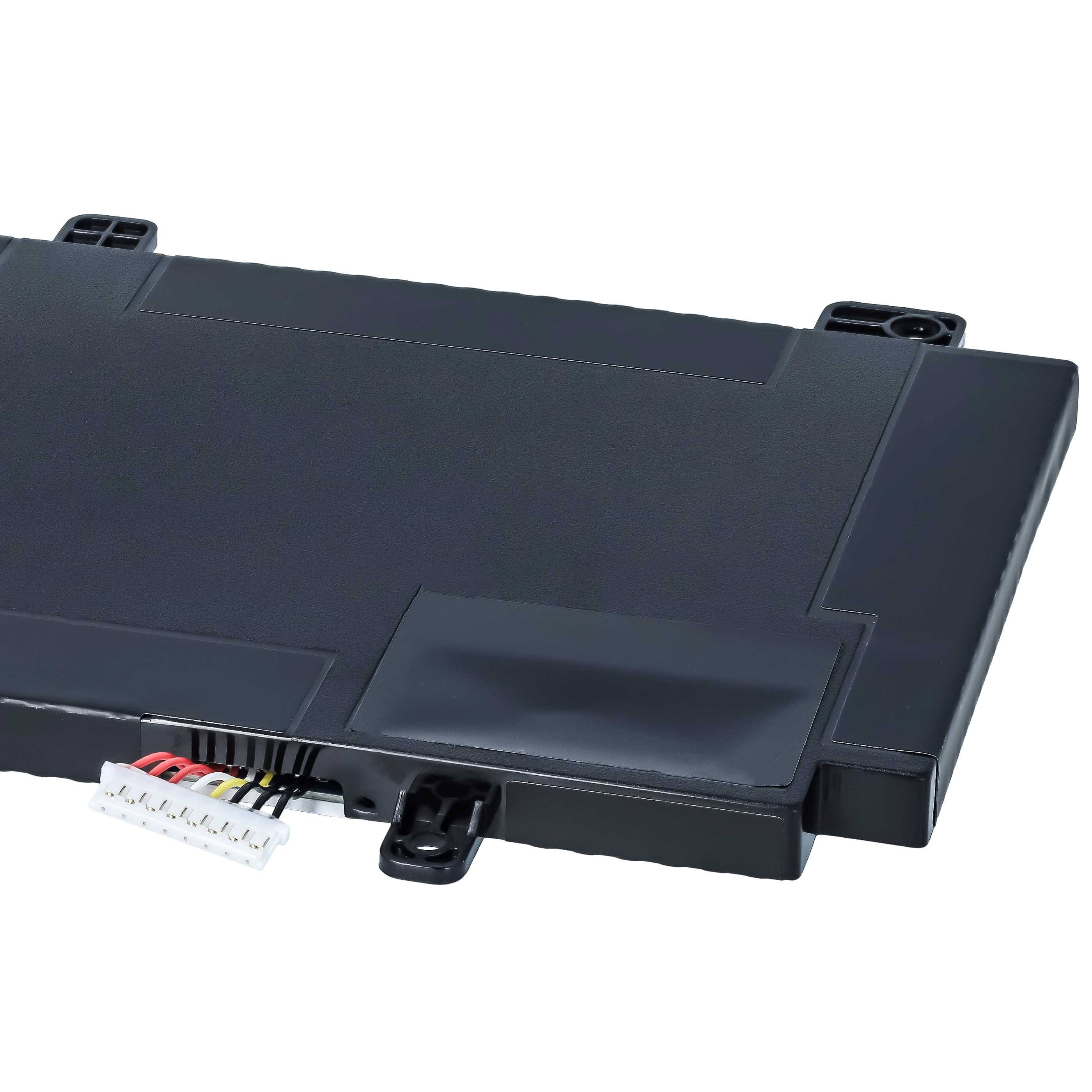 Schwarzer Laptop-Akku mit weißem Stecker und bunten Kabeln vor weißem Hintergrund.