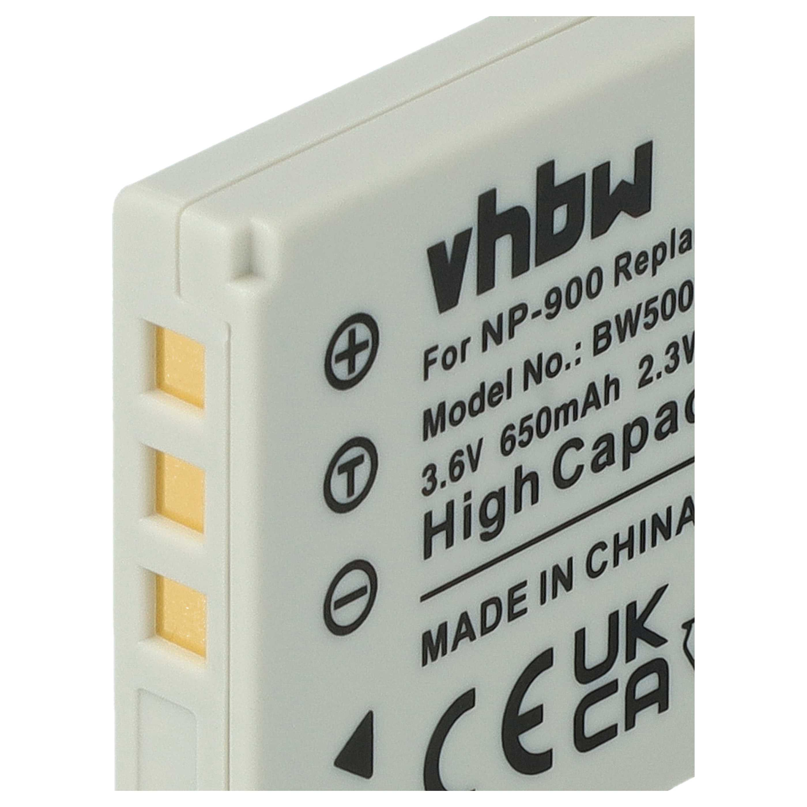 Nahaufnahme einer grauen Ersatzbatterie mit schwarzem vhbw-Logo und goldenen Kontakten.