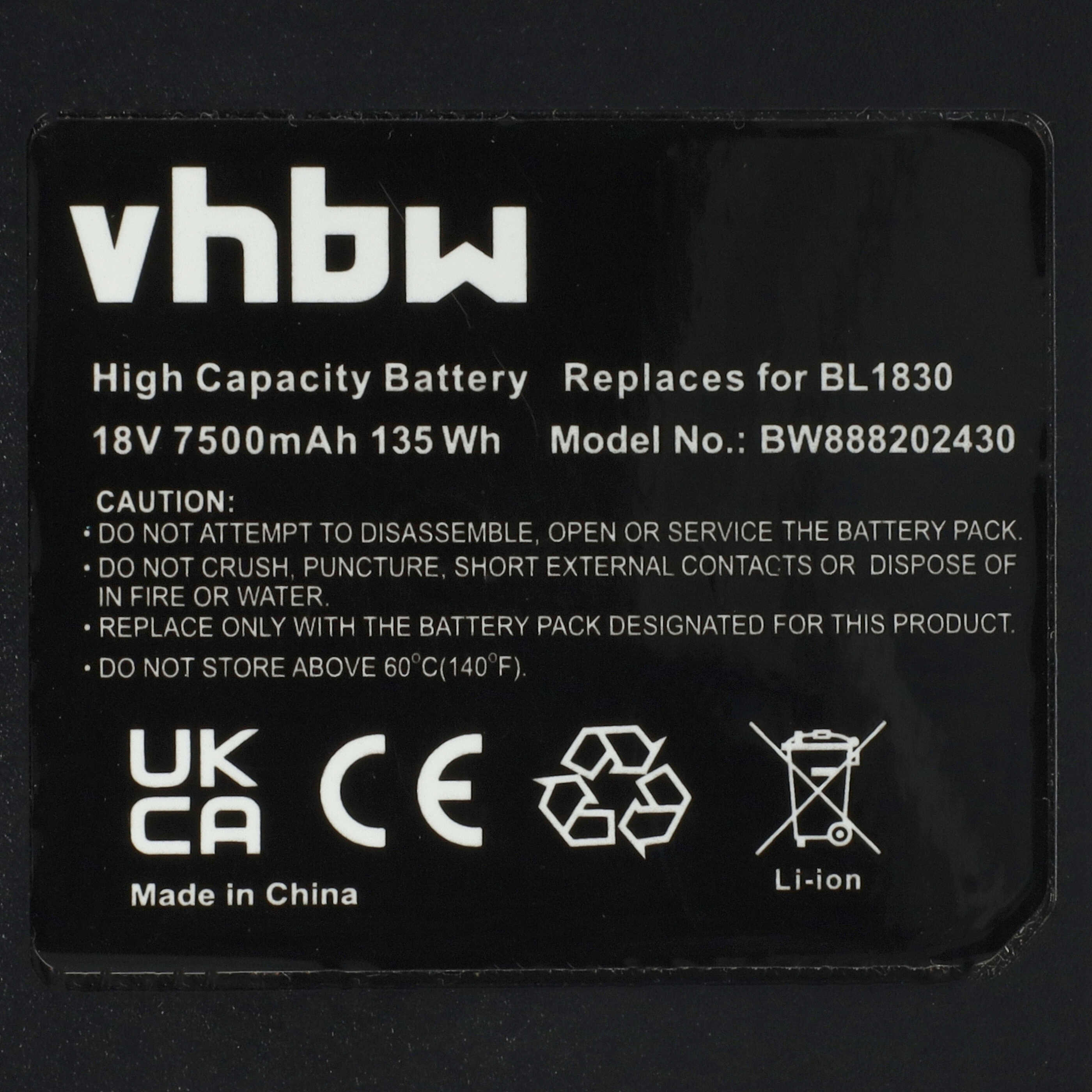 VHBW 88841 Li-Ion Akku, Li-Ion, 18 Volt, 7500 mAh | SATURN