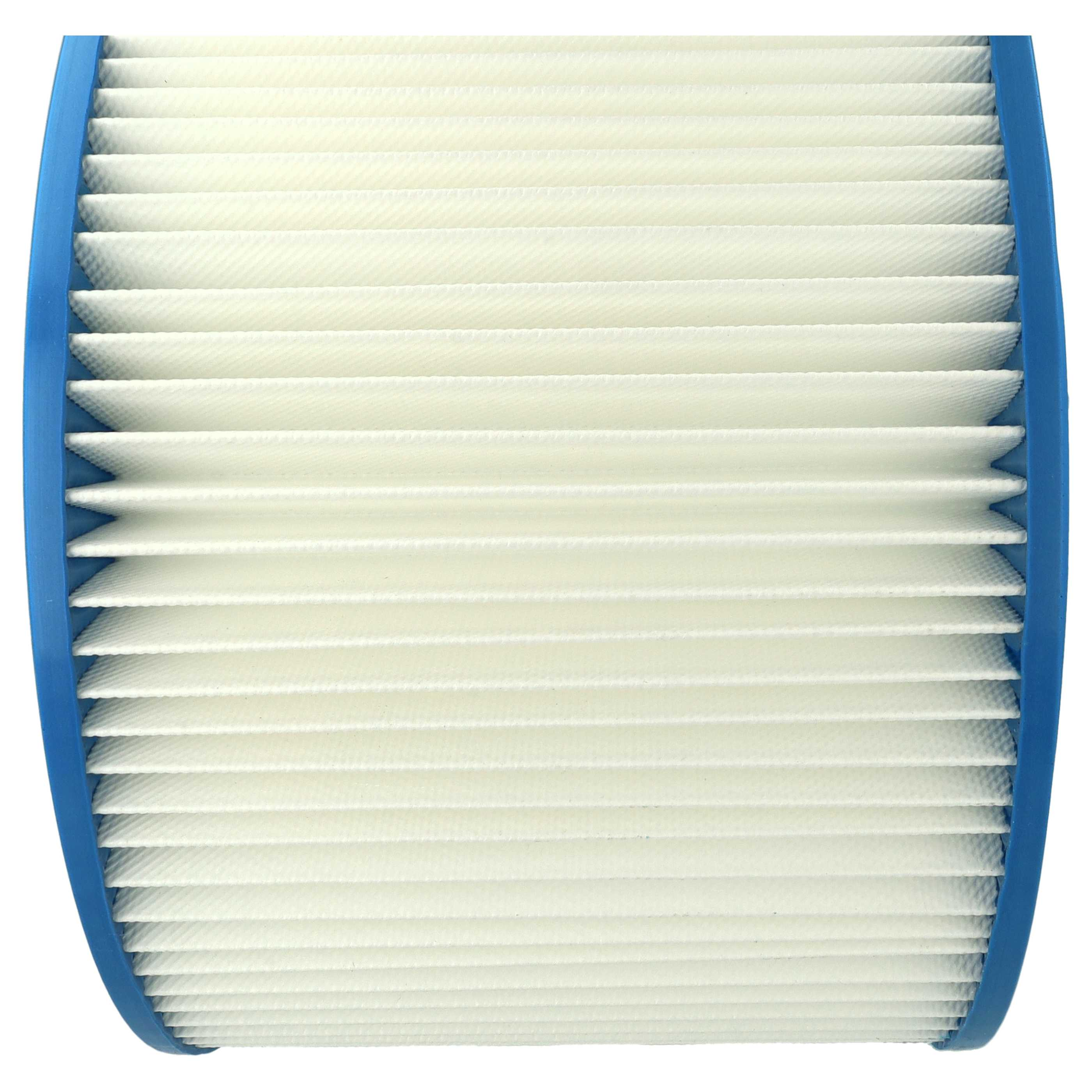Ein weißer, gefalteter Luftfilter mit einem blauen Rahmen auf beiden Seiten.