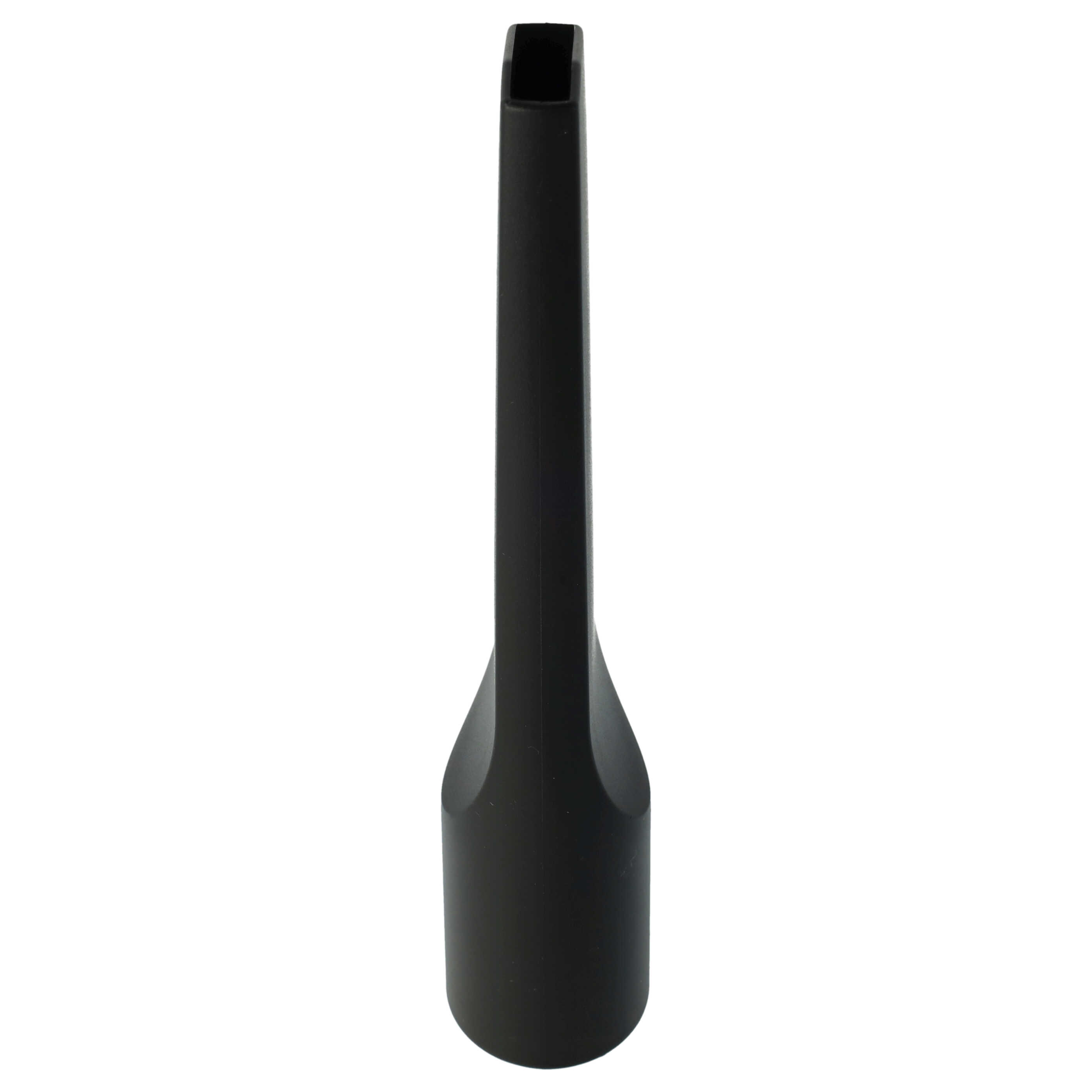 Eine schwarze Fugendüse für den Staubsauger vor weißem Hintergrund.
