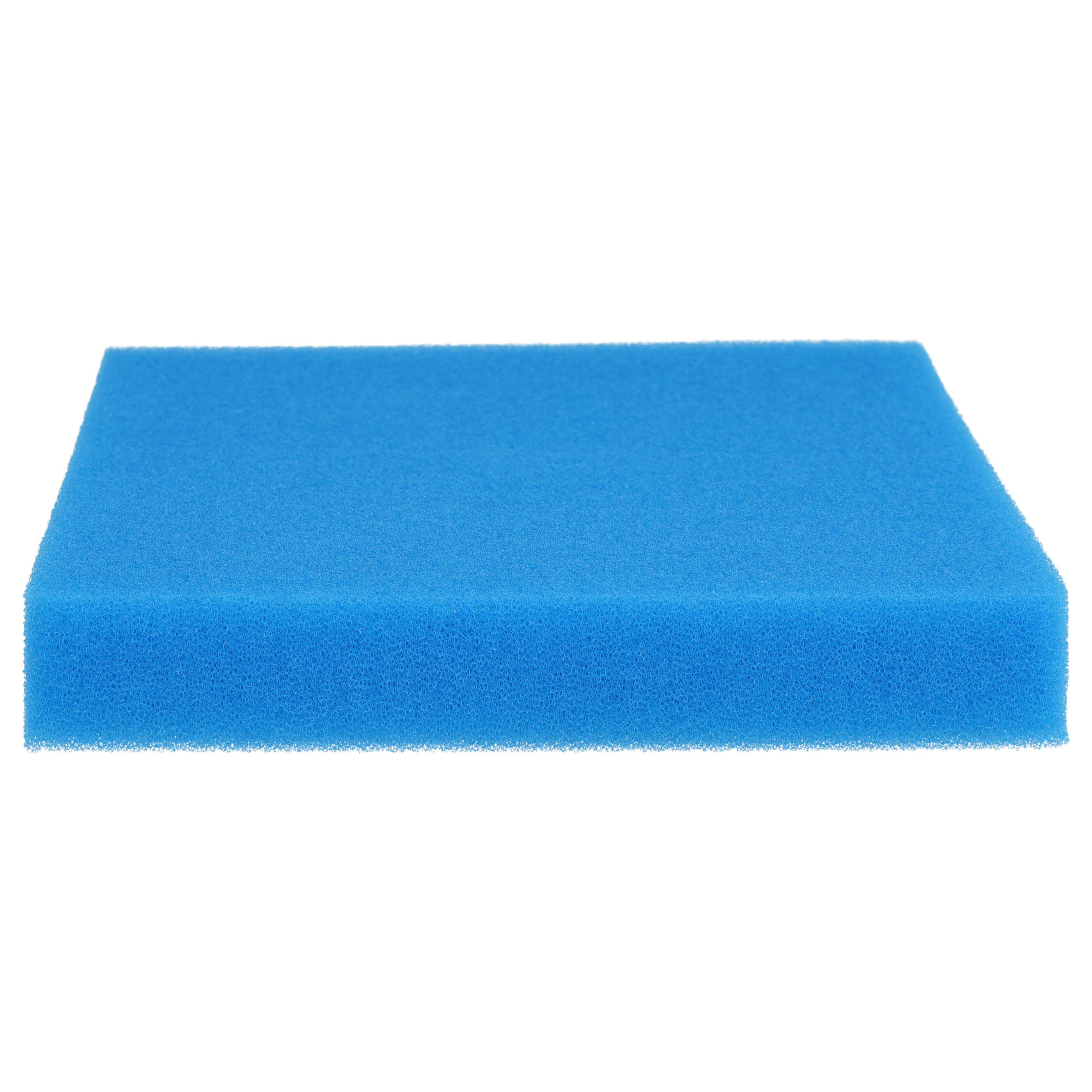 Ein dicker, blauer Schaumstoffblock auf weißem Hintergrund.
