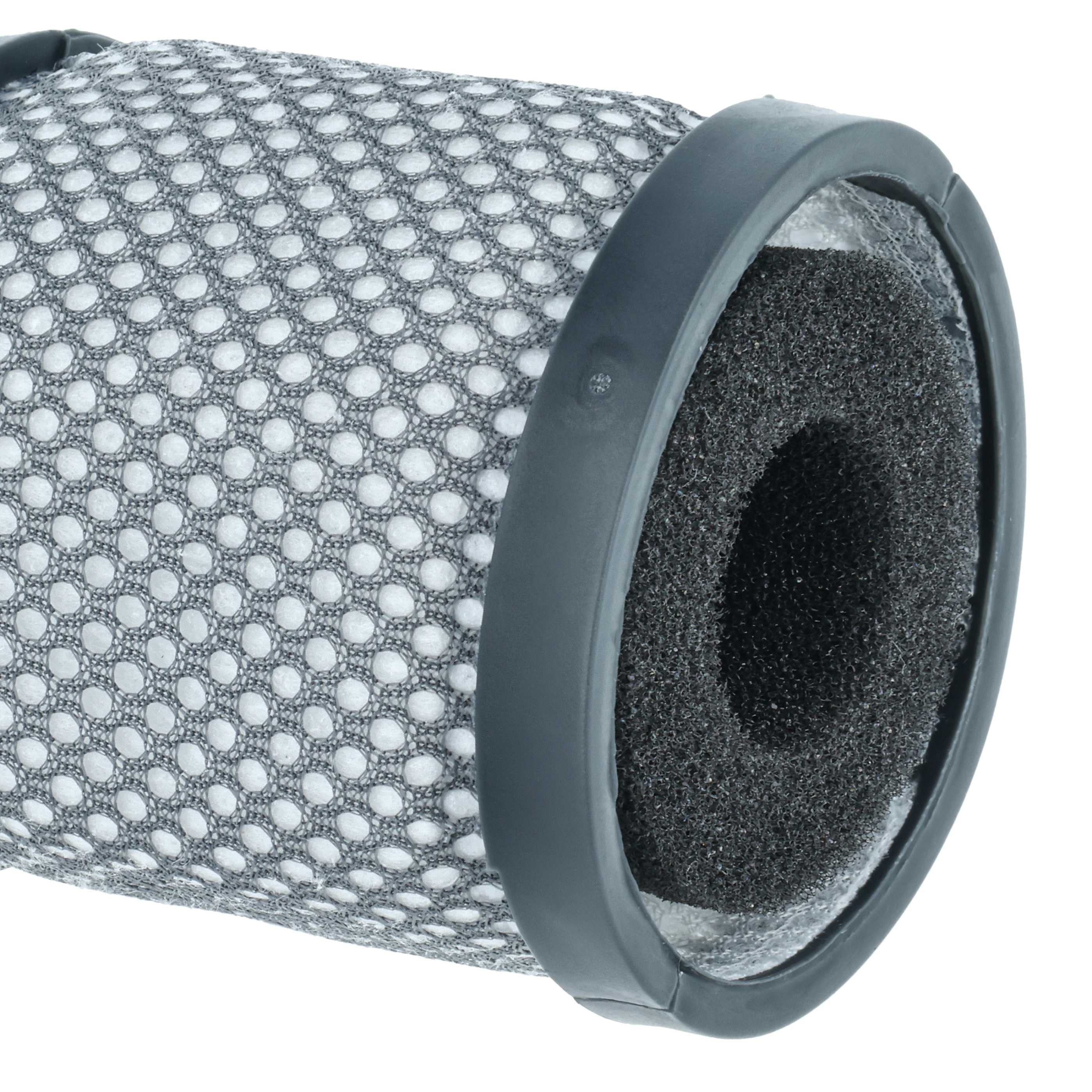 Zylindrischer Graufilter mit Metallnetz und schwarzem Schaumstoffkern.