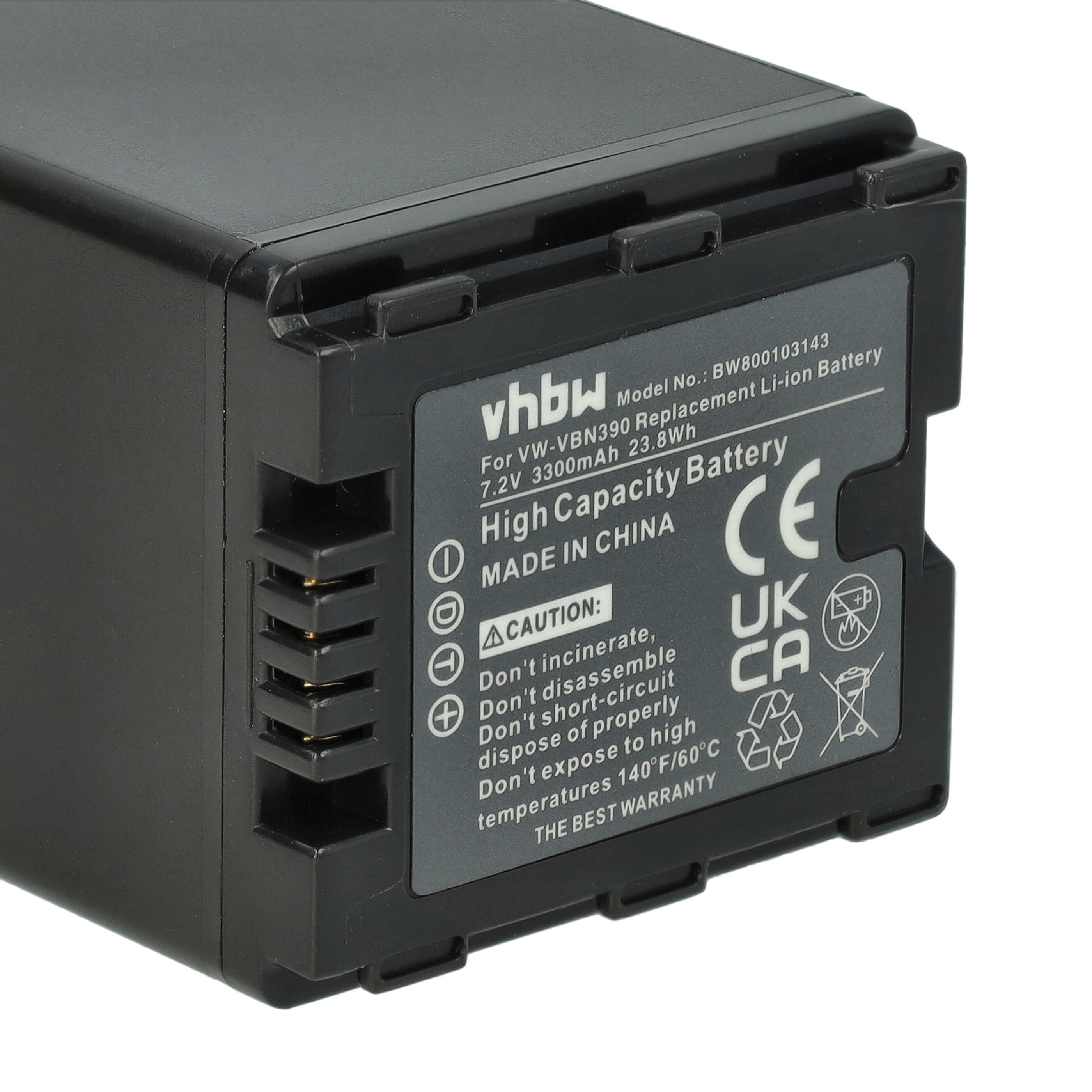 Schwarzer Vhbw Ersatzakku mit Etikett und technischen Daten.