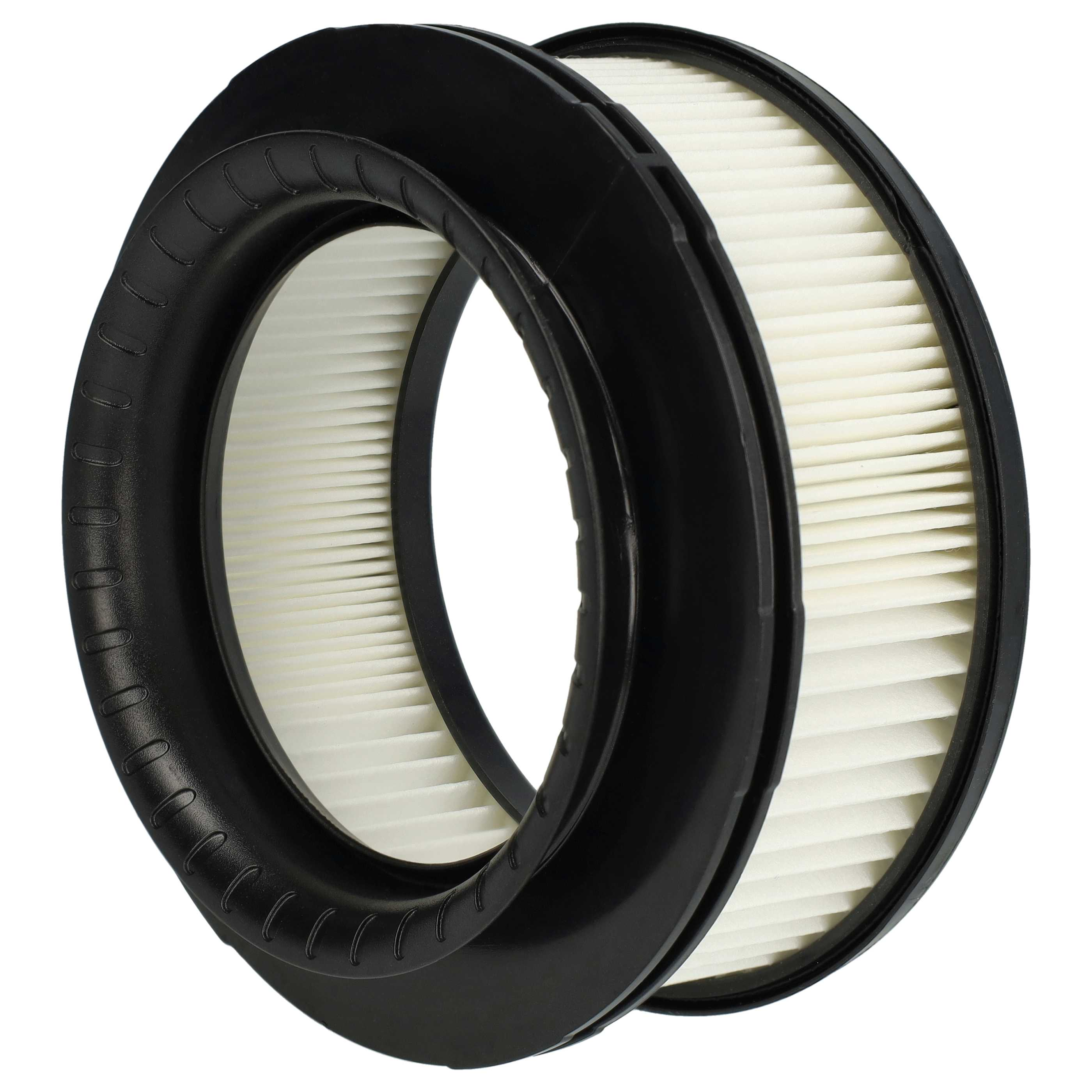 Runder Auto-Luftfilter mit schwarzem Plastikrahmen und weißem Faltenfilterelement.