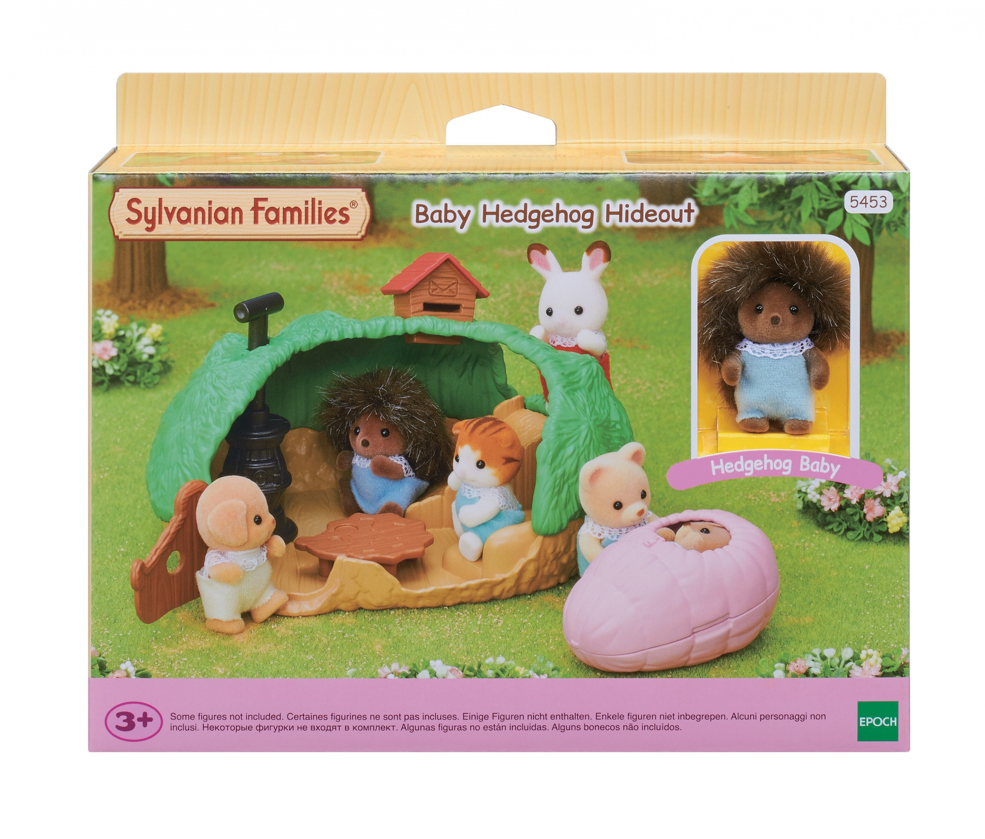 Sylvanian Families Baby Igel Versteck Spielset mit Figuren in einer grünen Höhle.