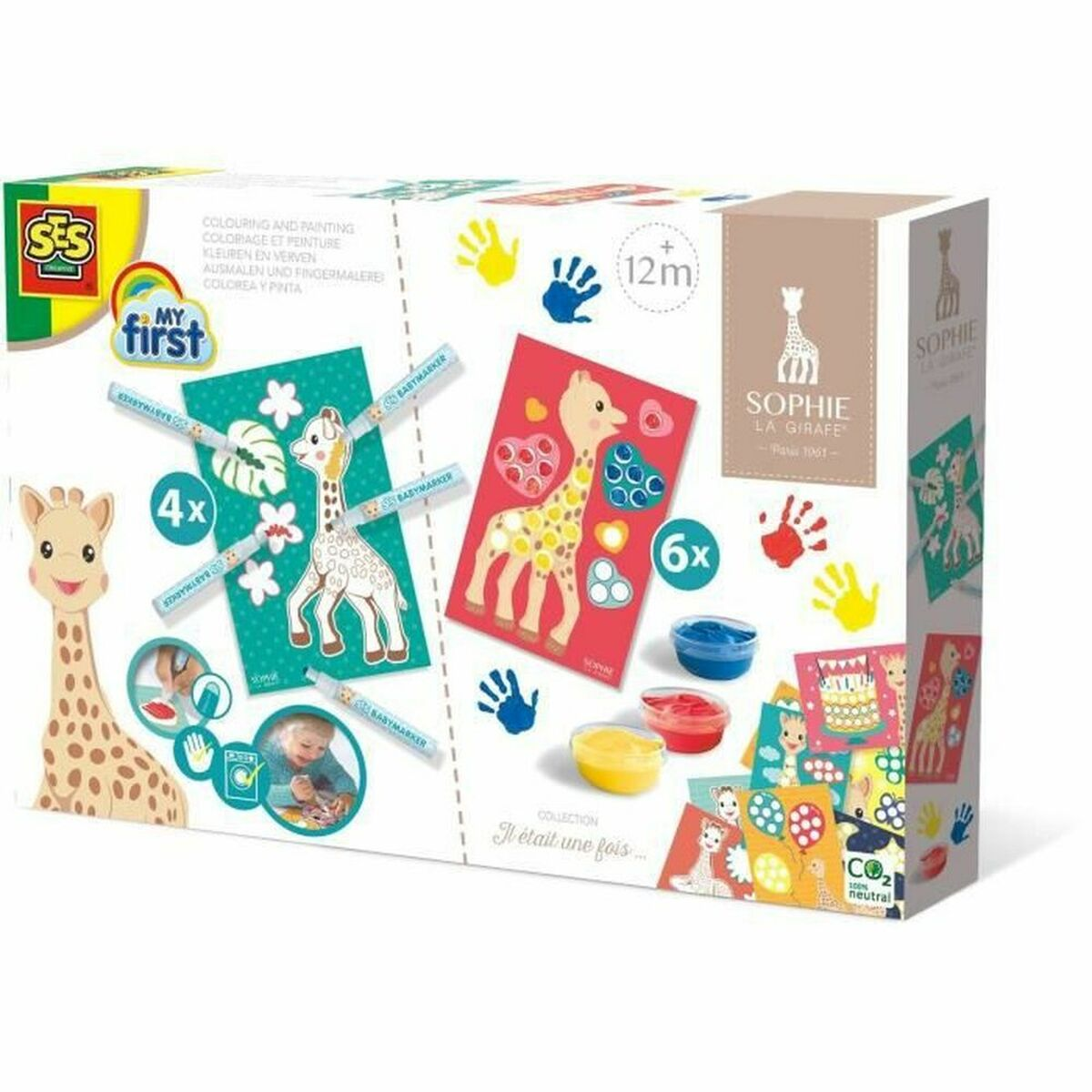 Sophie la Girafe Mal- und Bastelset für Kleinkinder ab 12 Monaten mit Stiften, Farben und Vorlagen.