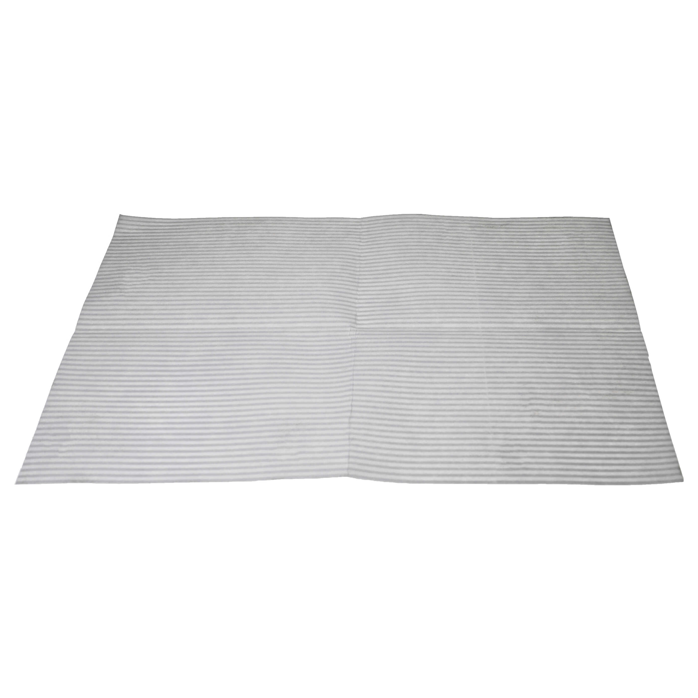 Ein rechteckiges medizinisches Papierblatt mit horizontalen grauen Streifen vor weißem Hintergrund.