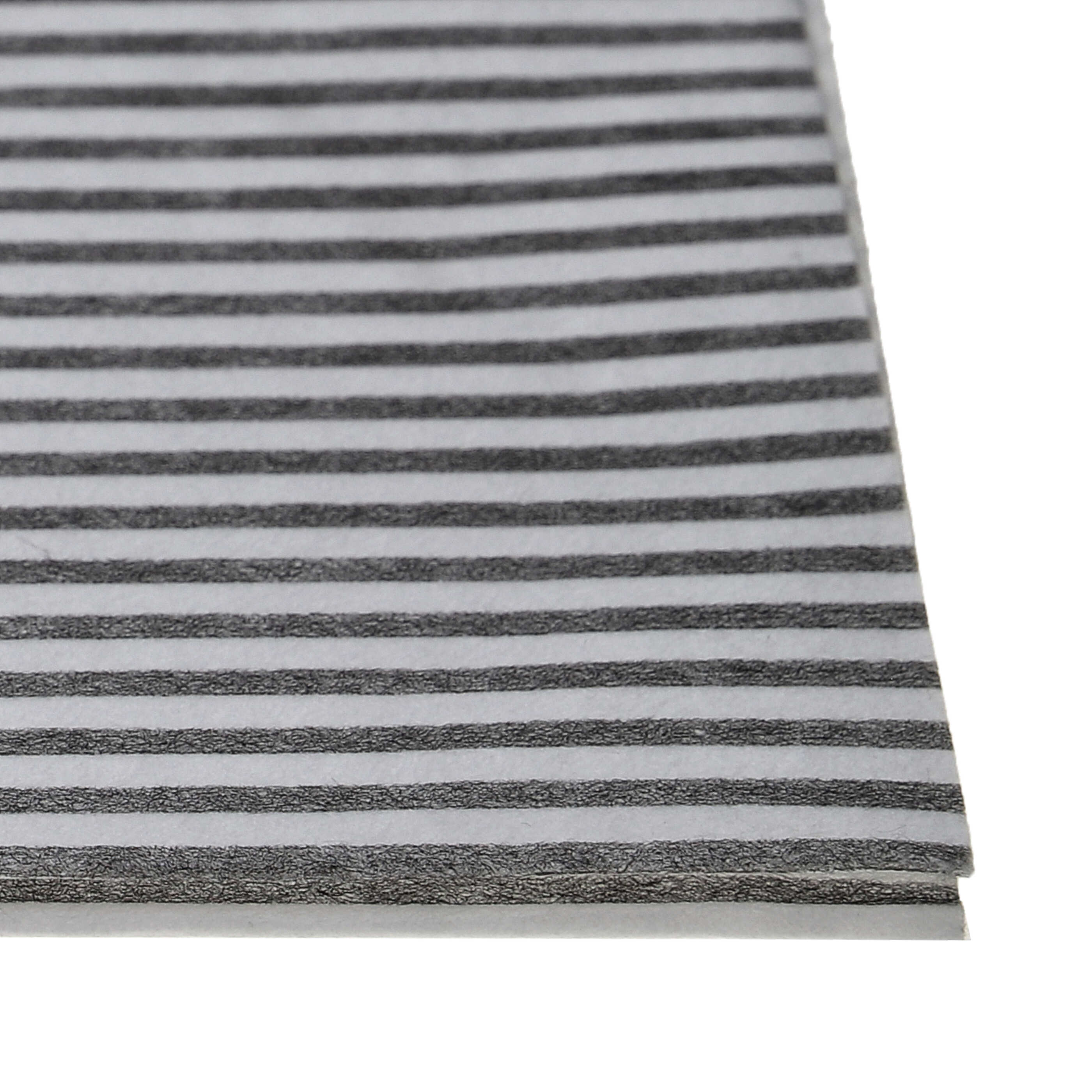 Nahaufnahme eines weiß strukturierten Materials mit horizontalen schwarzen Streifen.