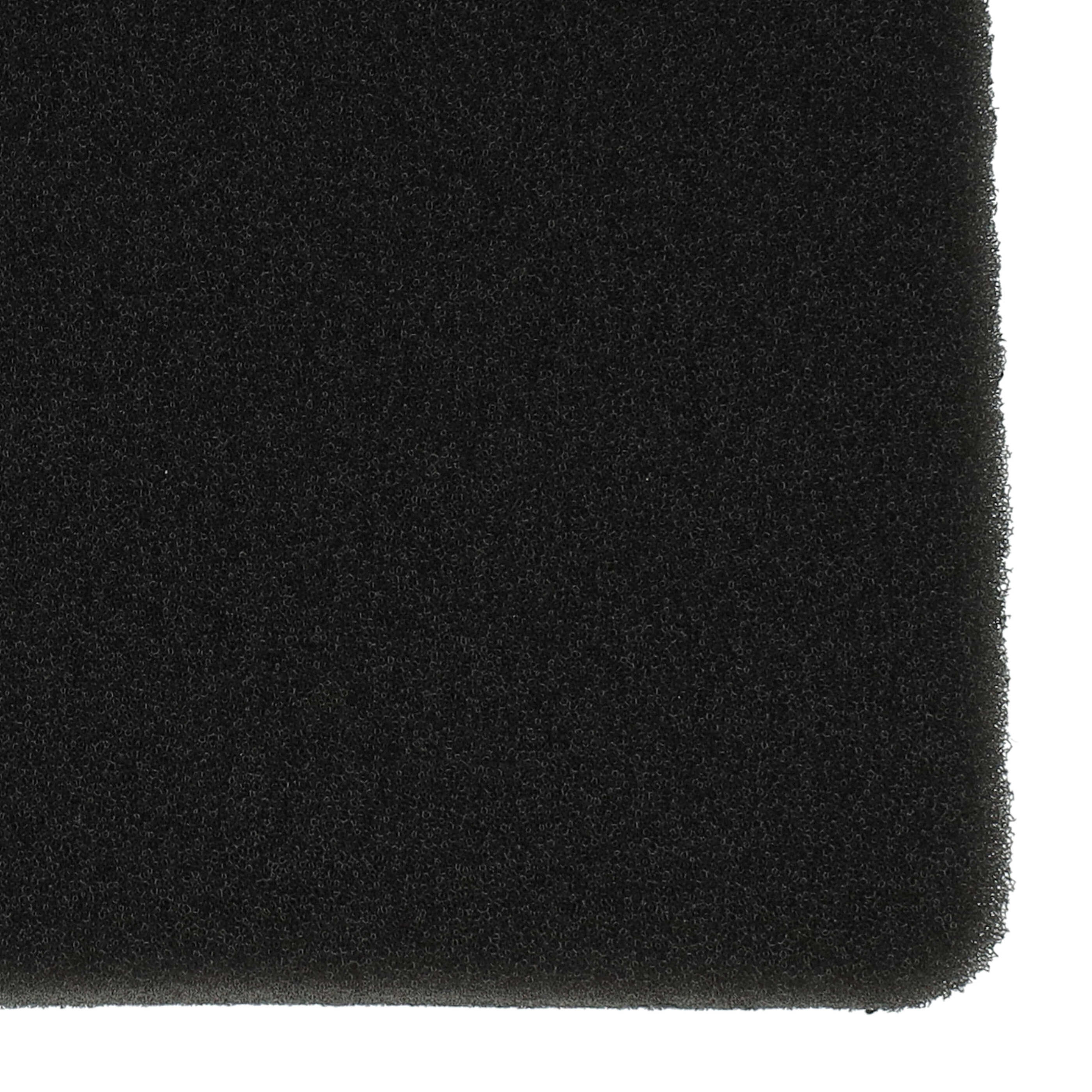 Nahaufnahme einer schwarzen Schaumstoffmatte mit poröser Textur vor weißem Hintergrund.
