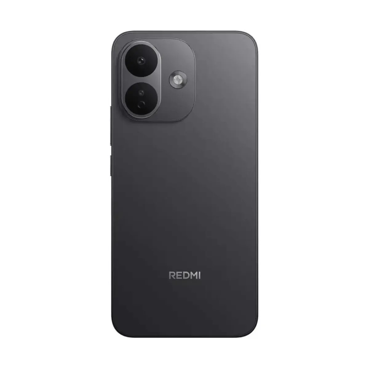 Retro di uno smartphone Redmi scuro con doppia fotocamera verticale e flash.