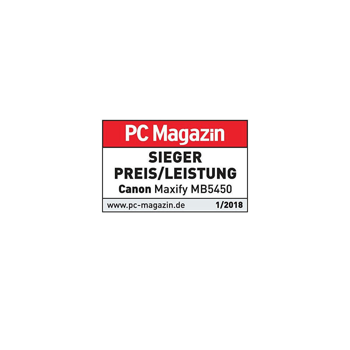 PC Magazin best value award badge for Canon Maxify MB5450 from 1/2018.