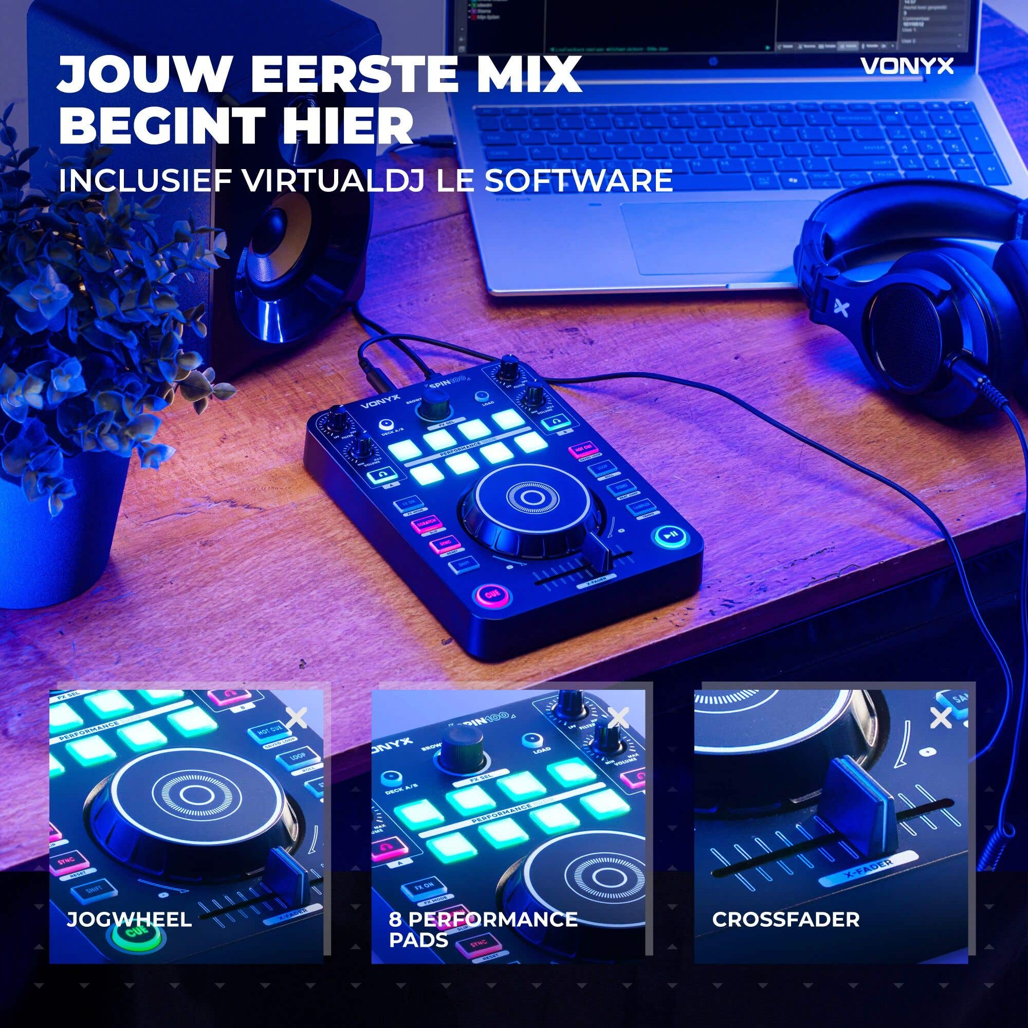 VONYX Spin100 kit DJ Controller, Schwarz | MediaMarkt