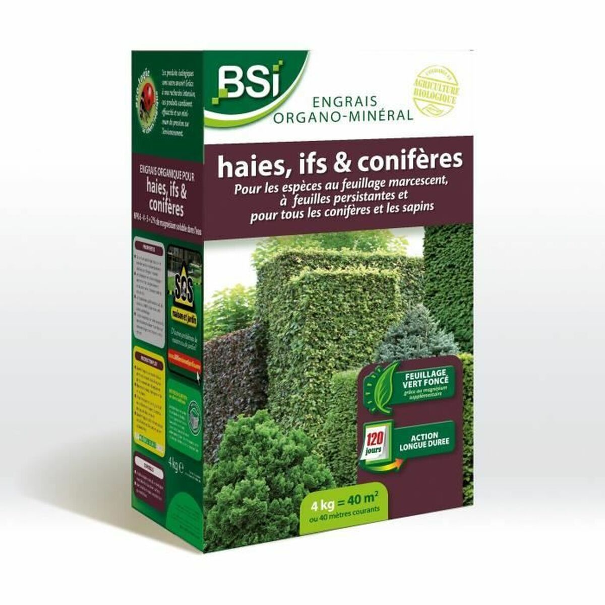 BSI Organg-mineralischer Dünger für Hecken und Koniferen in einer 4kg Packung.