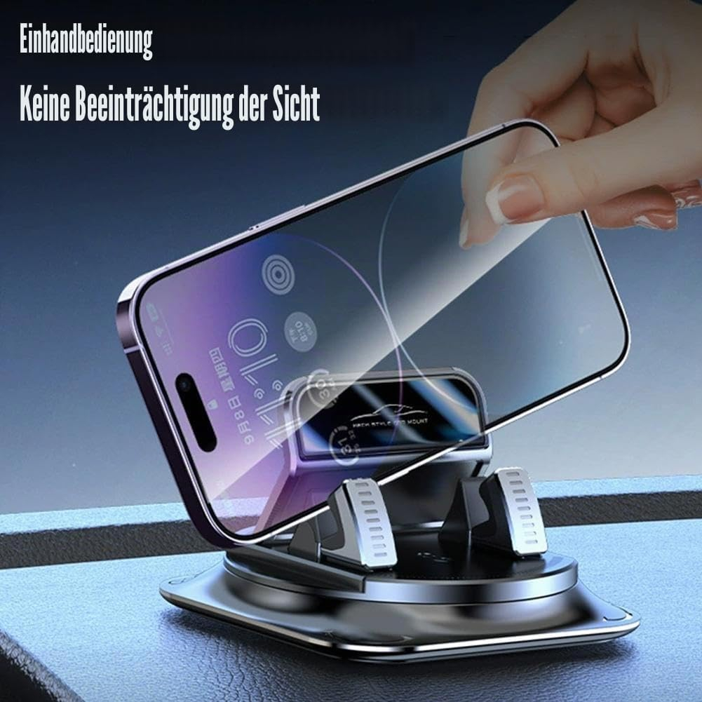 Eine Hand platziert ein Smartphone in eine Auto-Halterung.