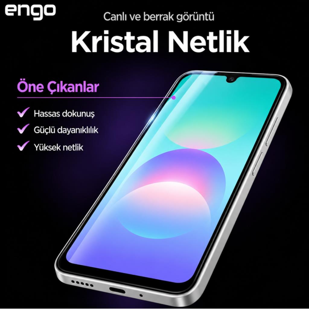 Siyah arka plan üzerinde net ekranlı ve yazılı akıllı telefon.
